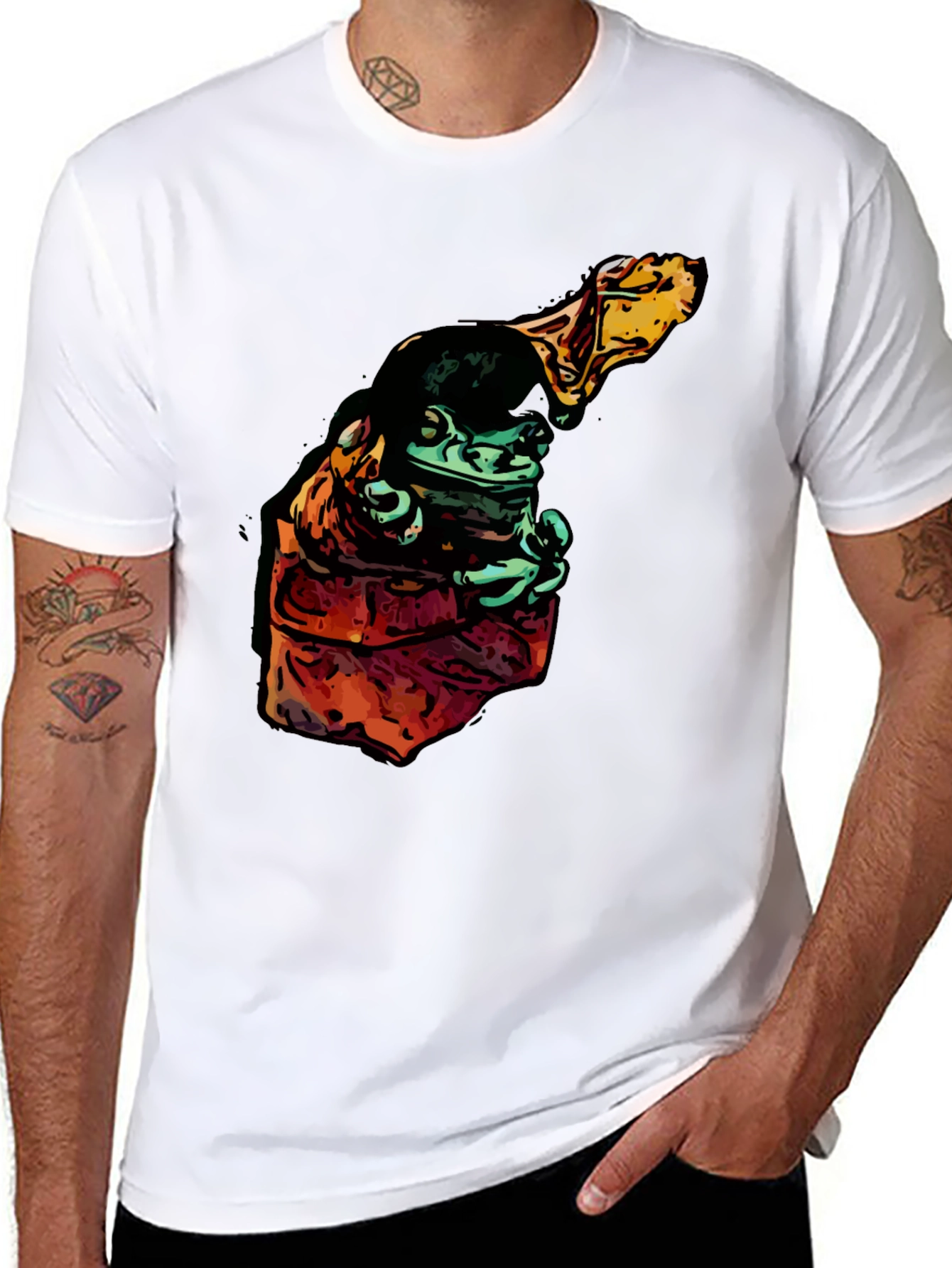 Frog in Hoodie Graphic Tee - Cool Cartoon Style