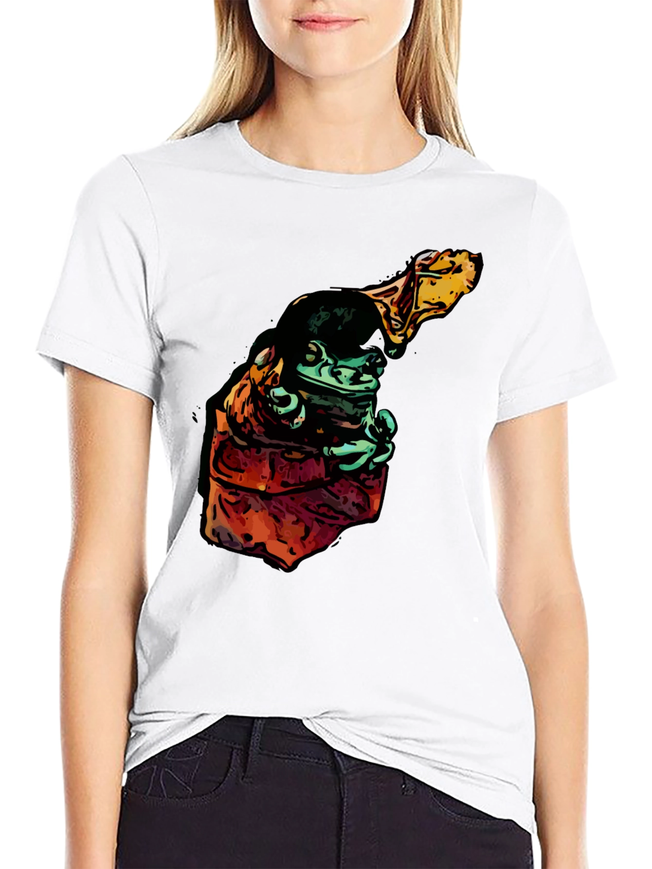 Frog in Hoodie Graphic Tee - Cool Cartoon Style