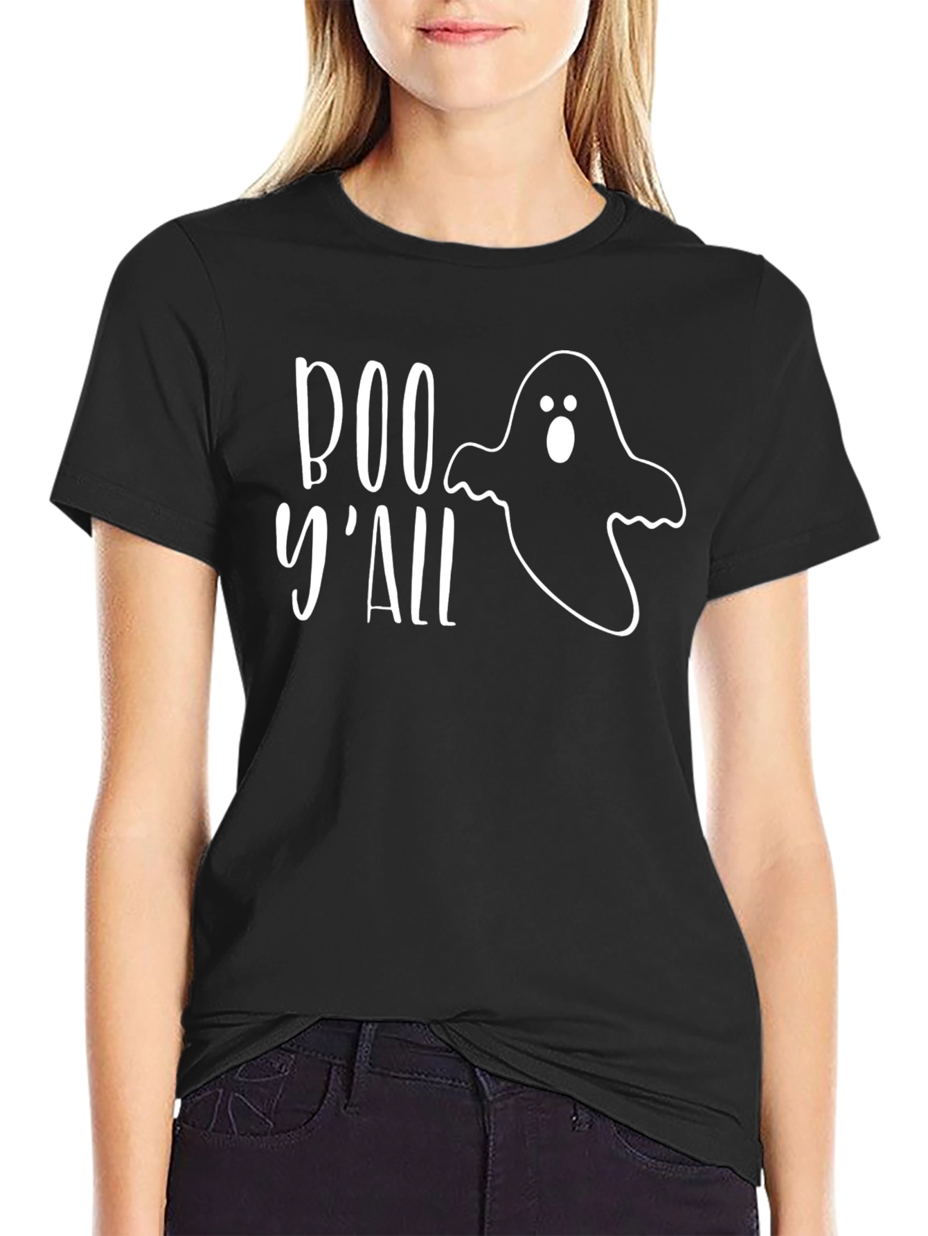 Boo Yall Ghost Graphic Tee - Halloween Shirt