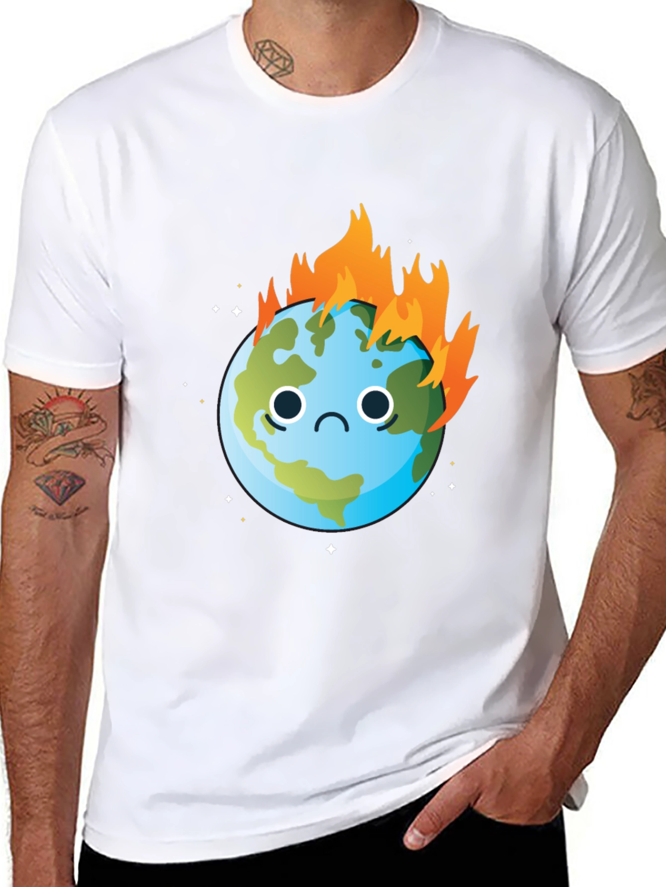 Burning Earth Graphic Tee - Climate Change Awareness