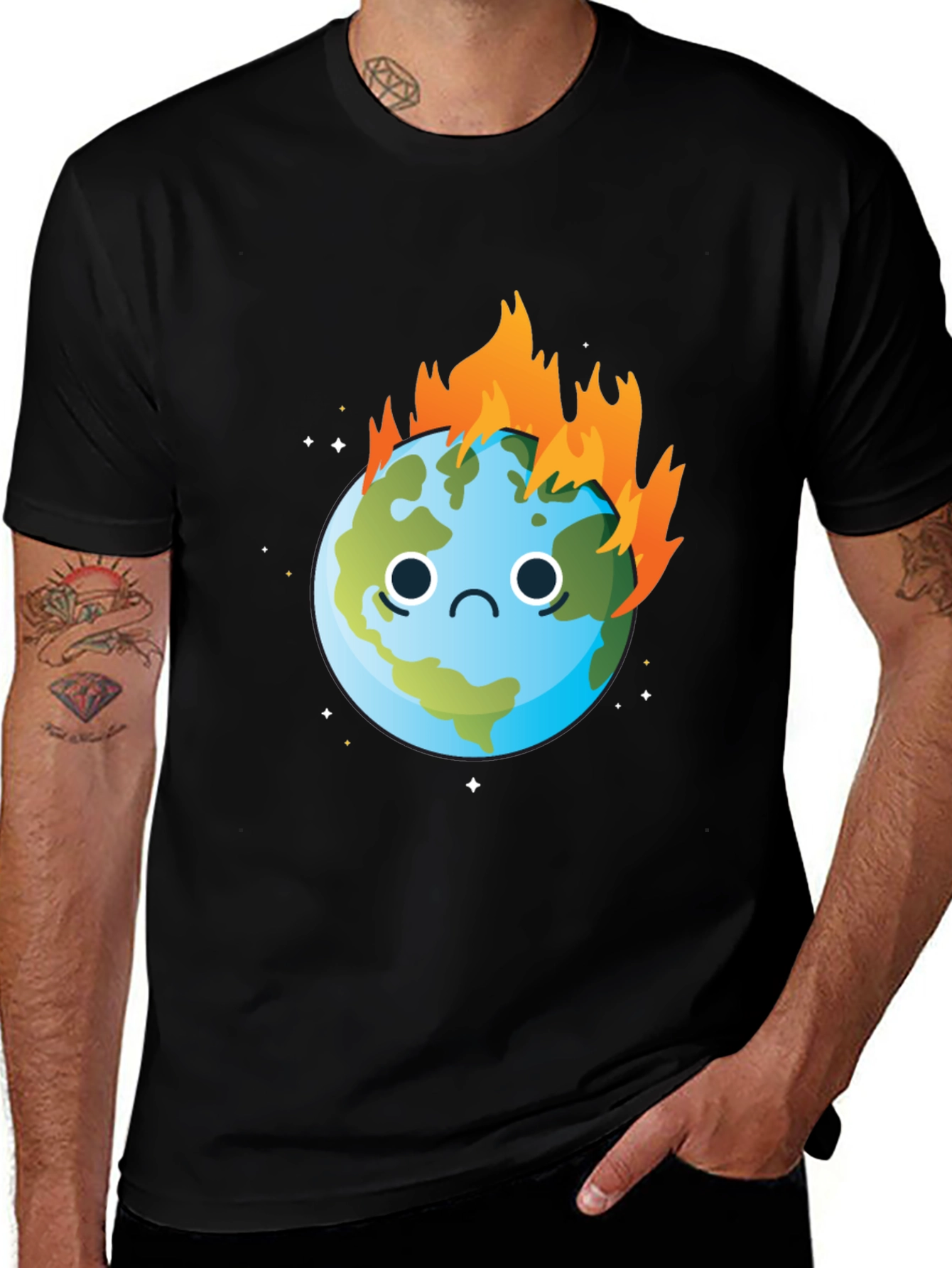 Burning Earth Graphic Tee - Climate Change Awareness