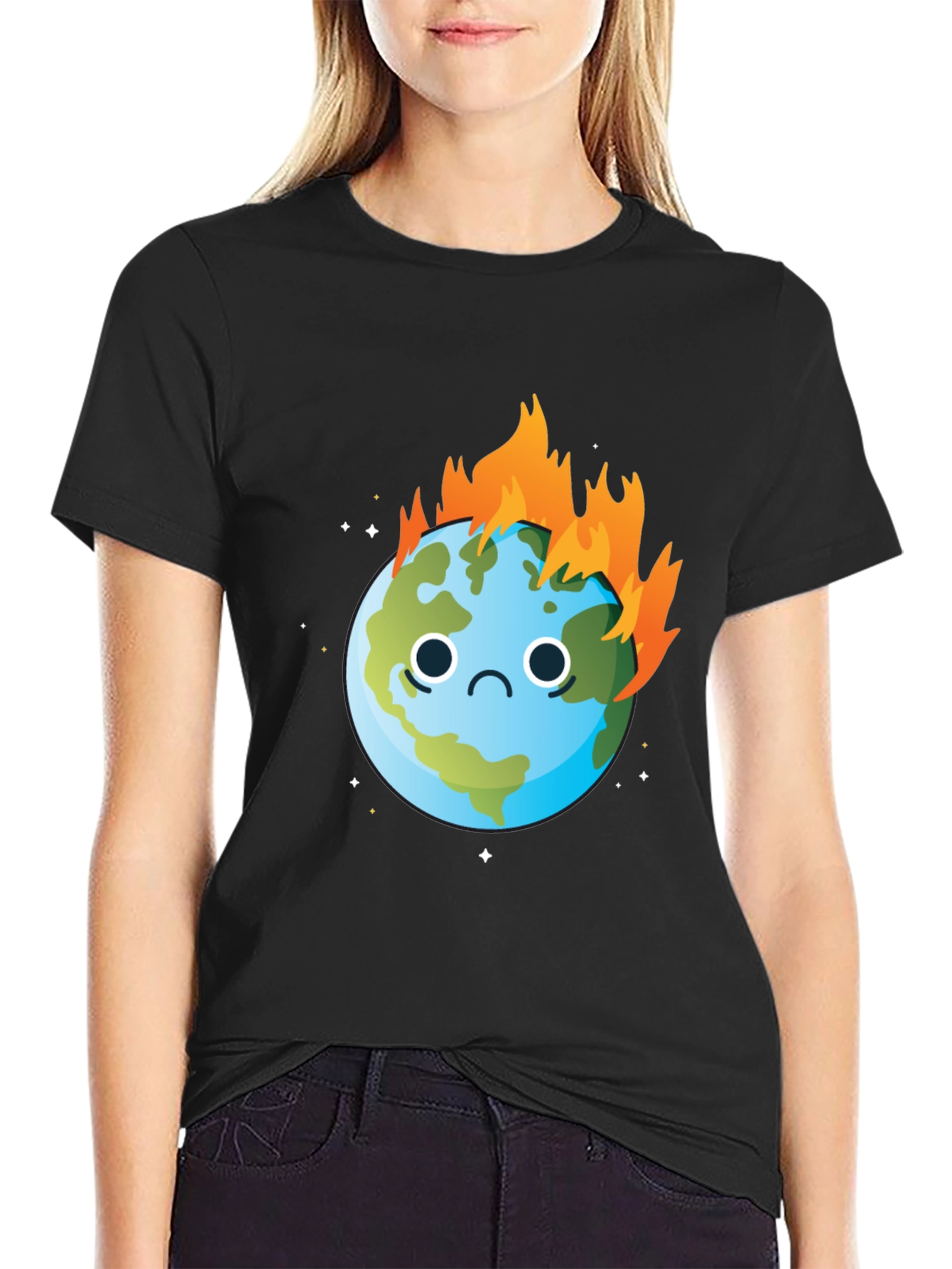 Burning Earth Graphic Tee - Climate Change Awareness