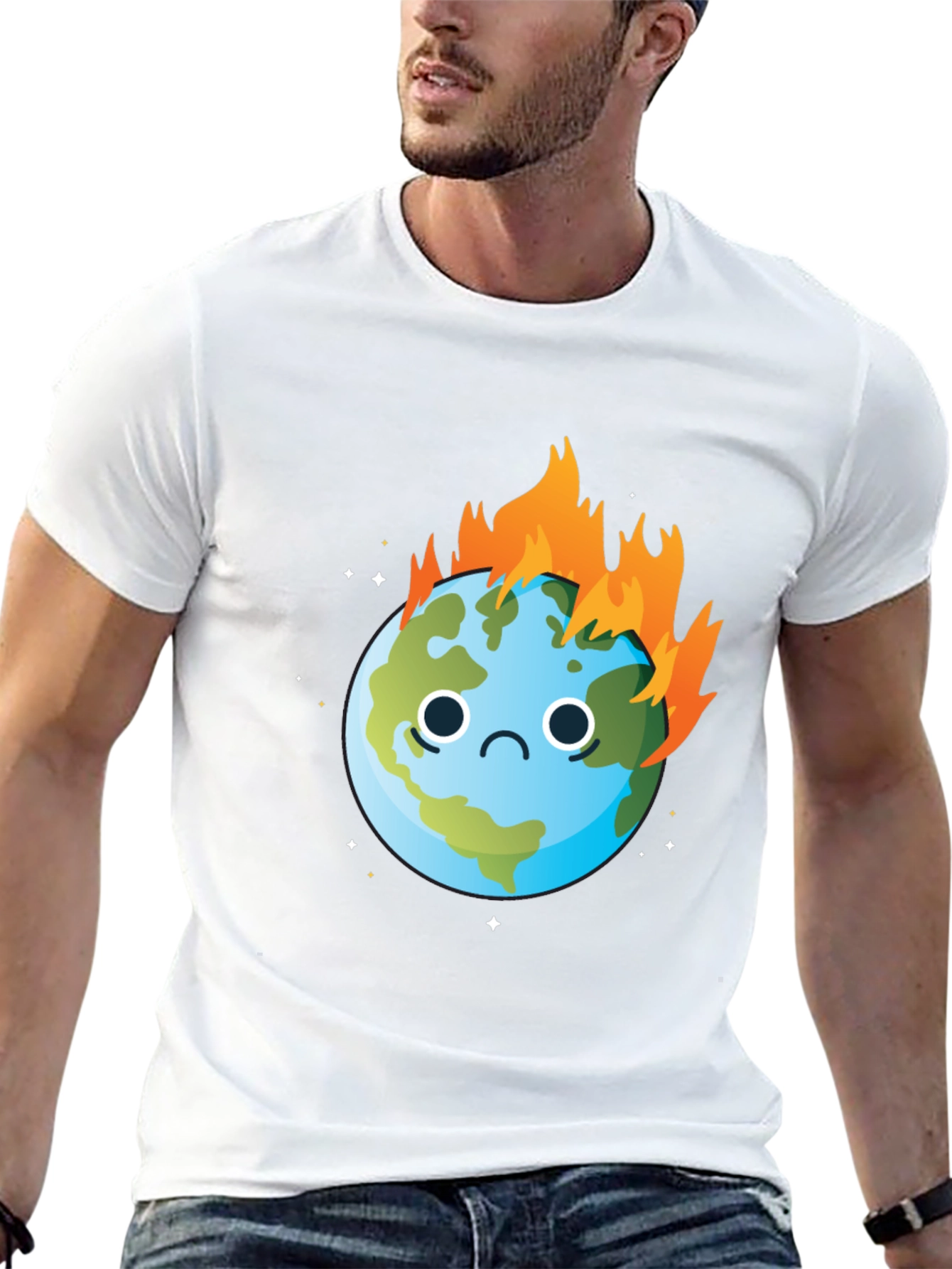 Burning Earth Graphic Tee - Climate Change Awareness