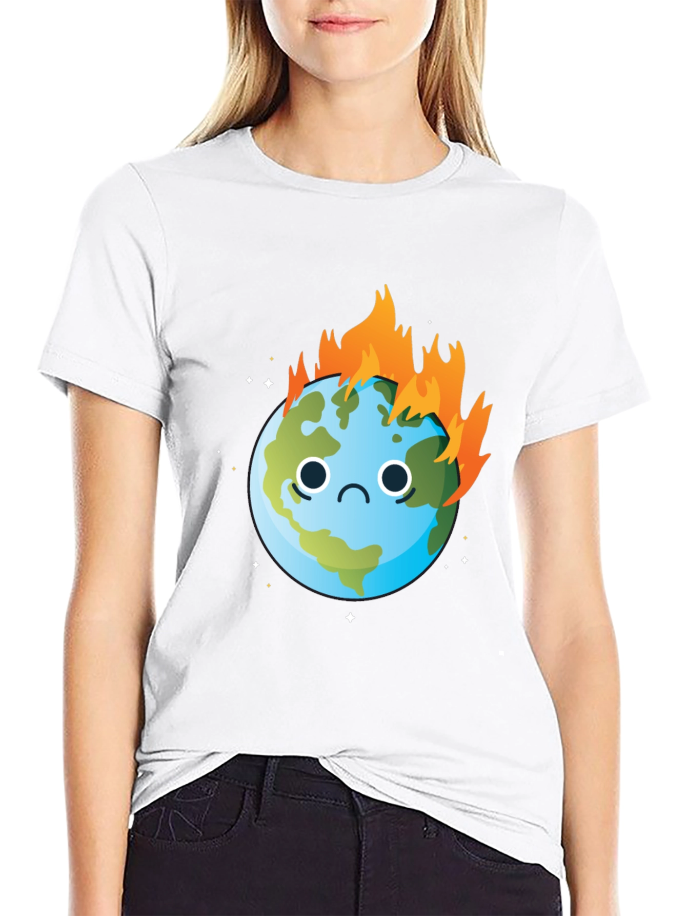 Burning Earth Graphic Tee - Climate Change Awareness