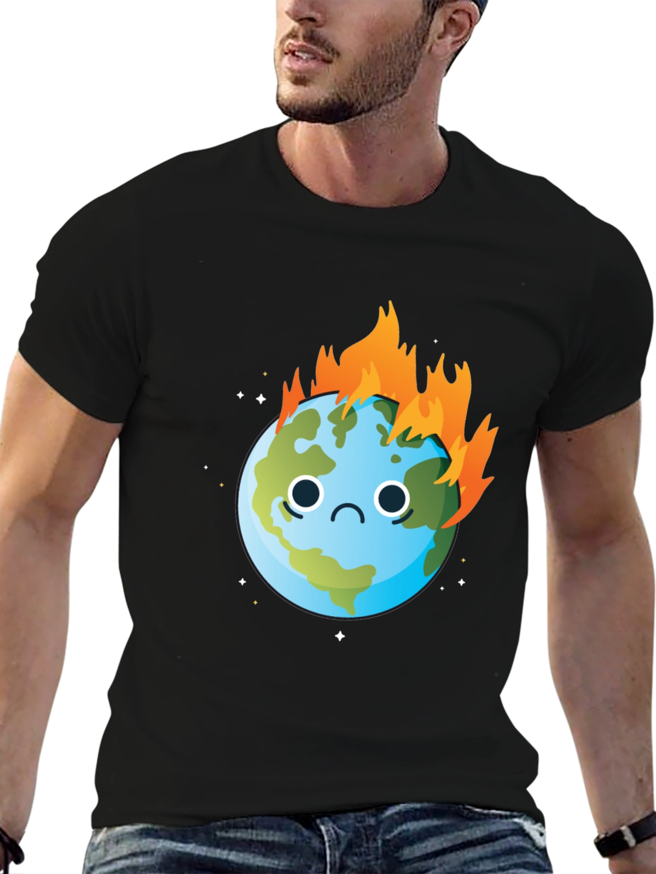 Burning Earth Graphic Tee - Climate Change Awareness