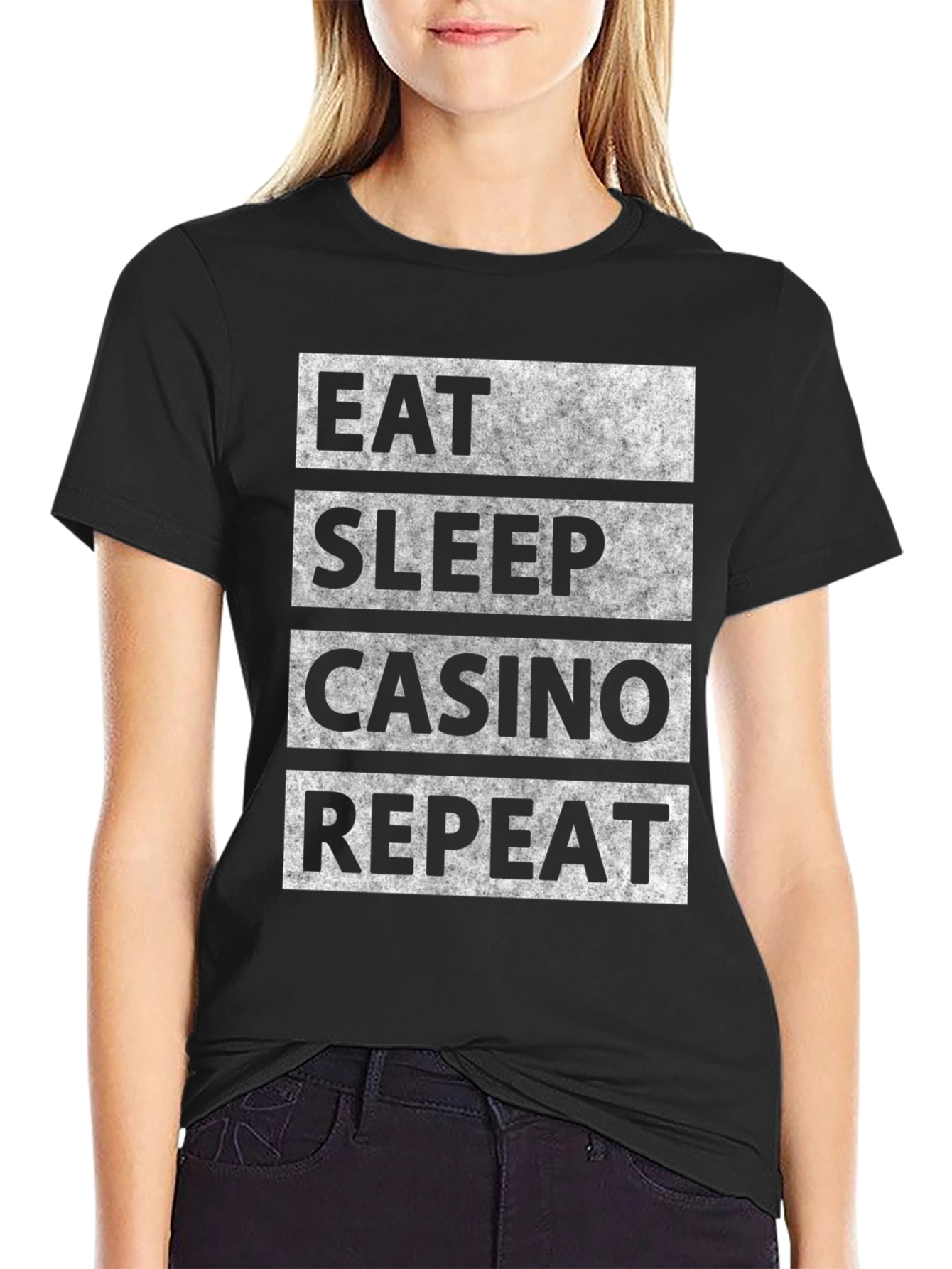 Eat Sleep Casino Repeat Graphic Tee - Black