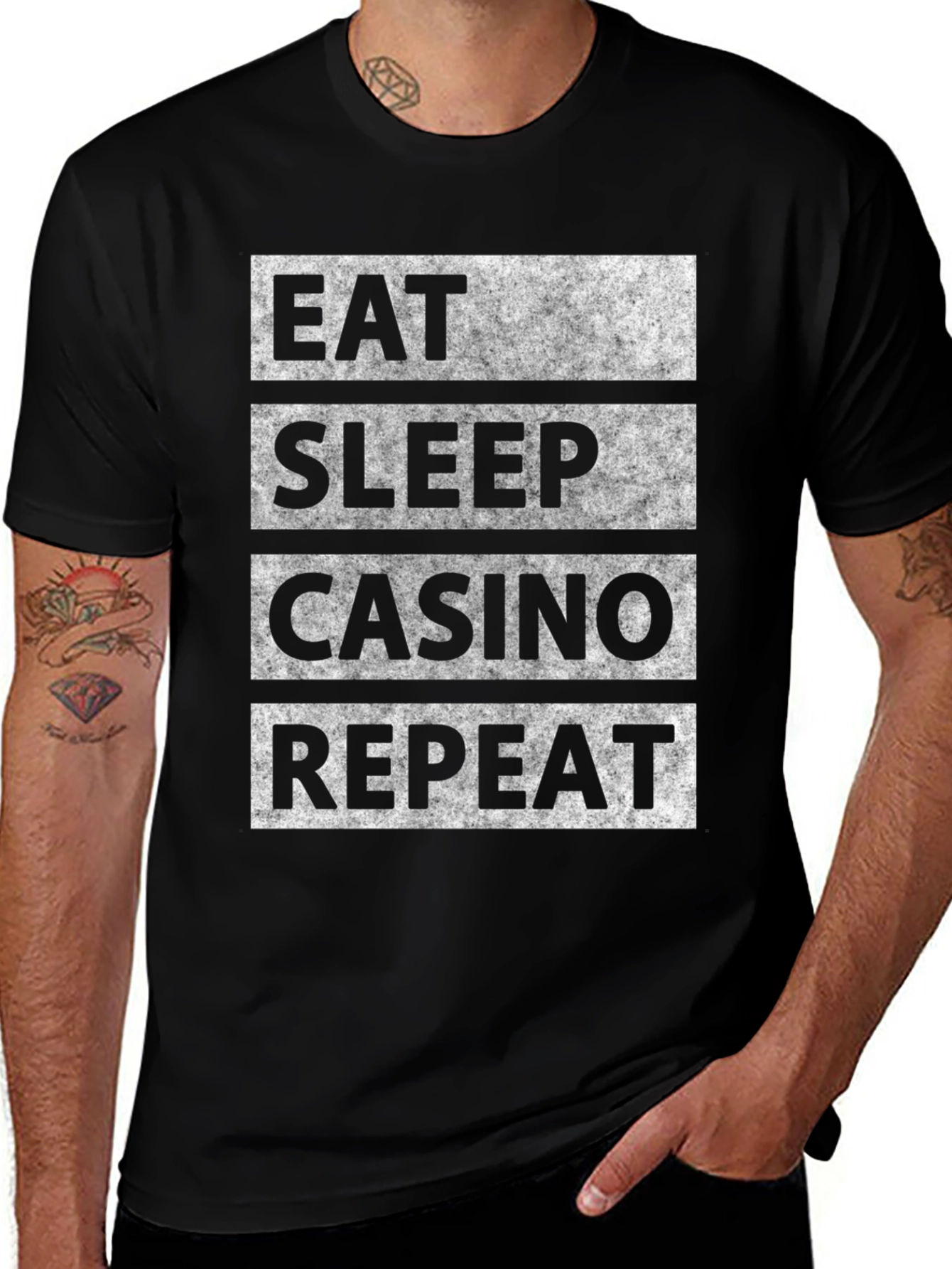 Eat Sleep Casino Repeat Graphic Tee - Black