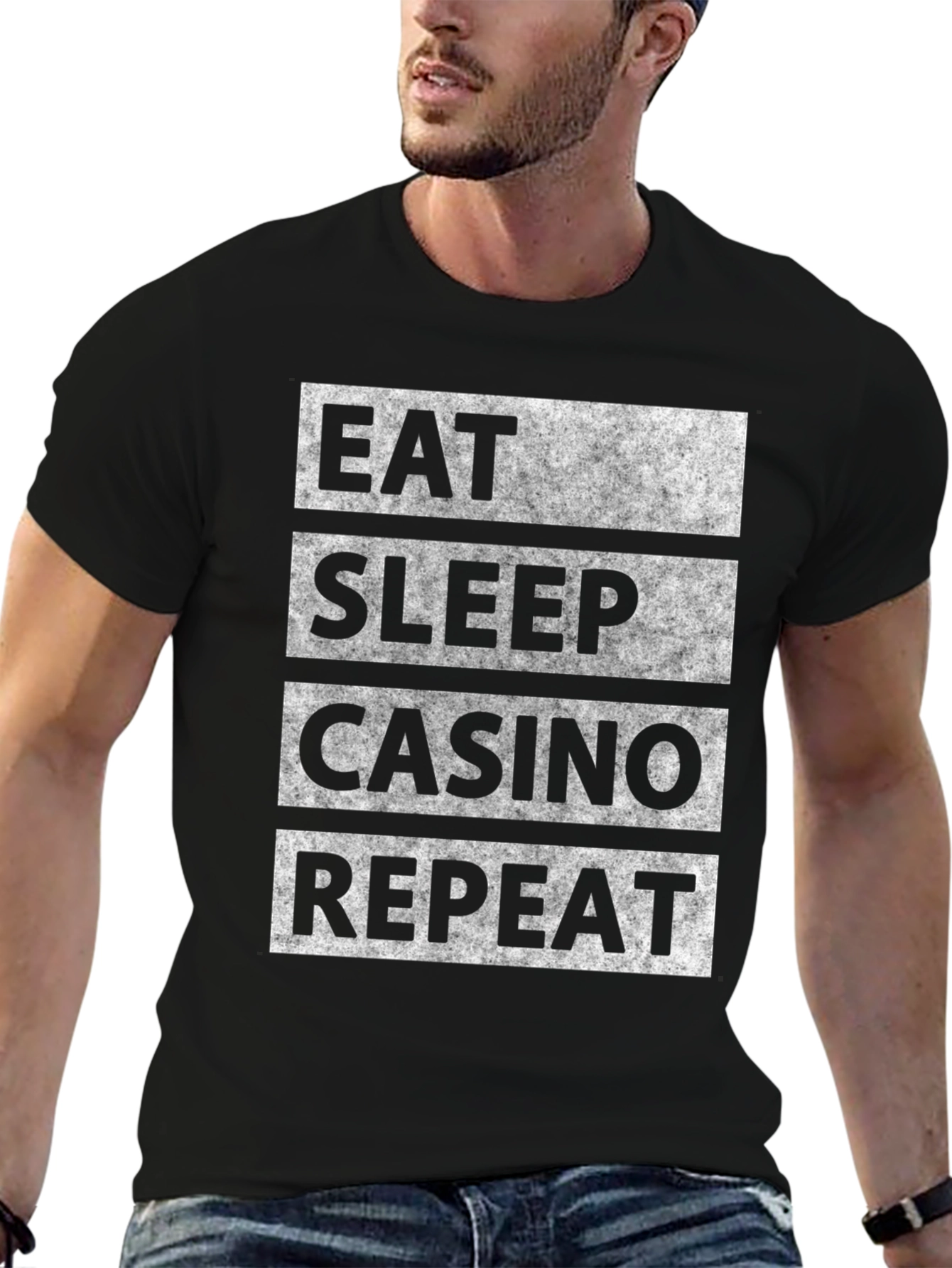 Eat Sleep Casino Repeat Graphic Tee - Black