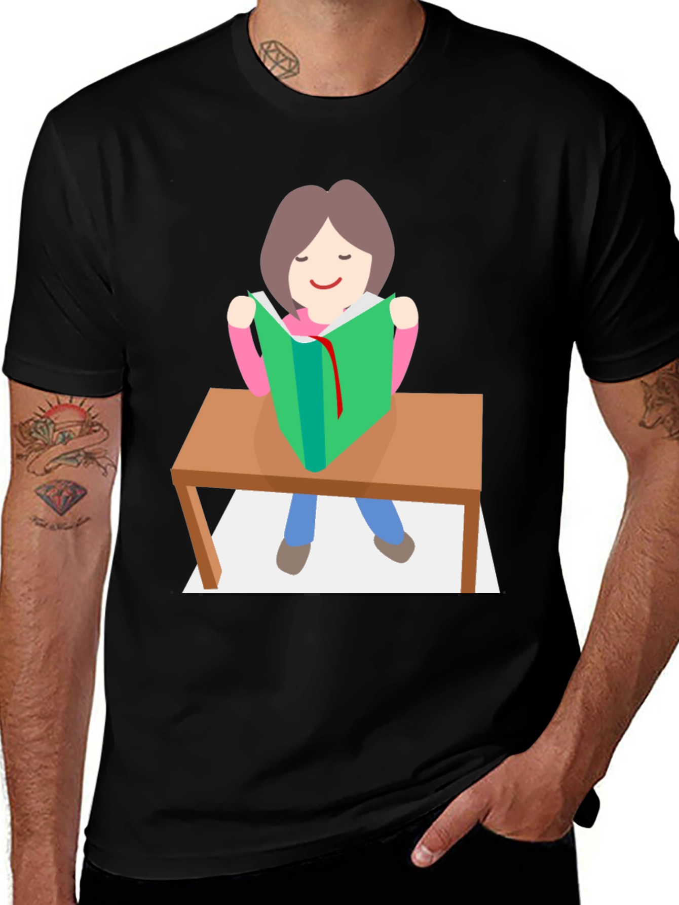Reading Girl Graphic Tee - Book Lover Shirt