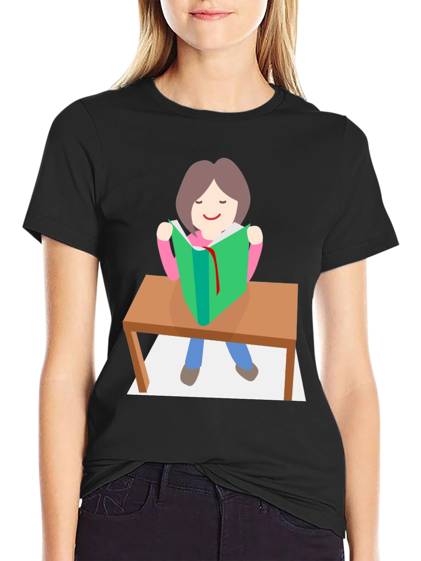 Reading Girl Graphic Tee - Book Lover Shirt
