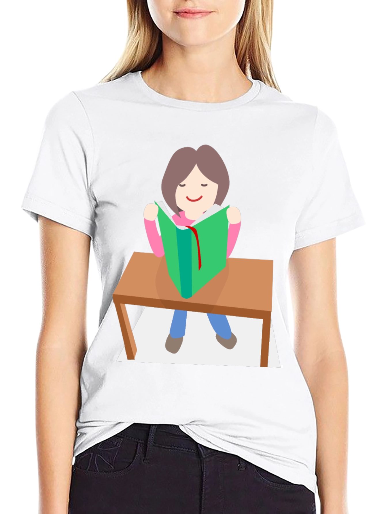 Reading Girl Graphic Tee - Book Lover Shirt