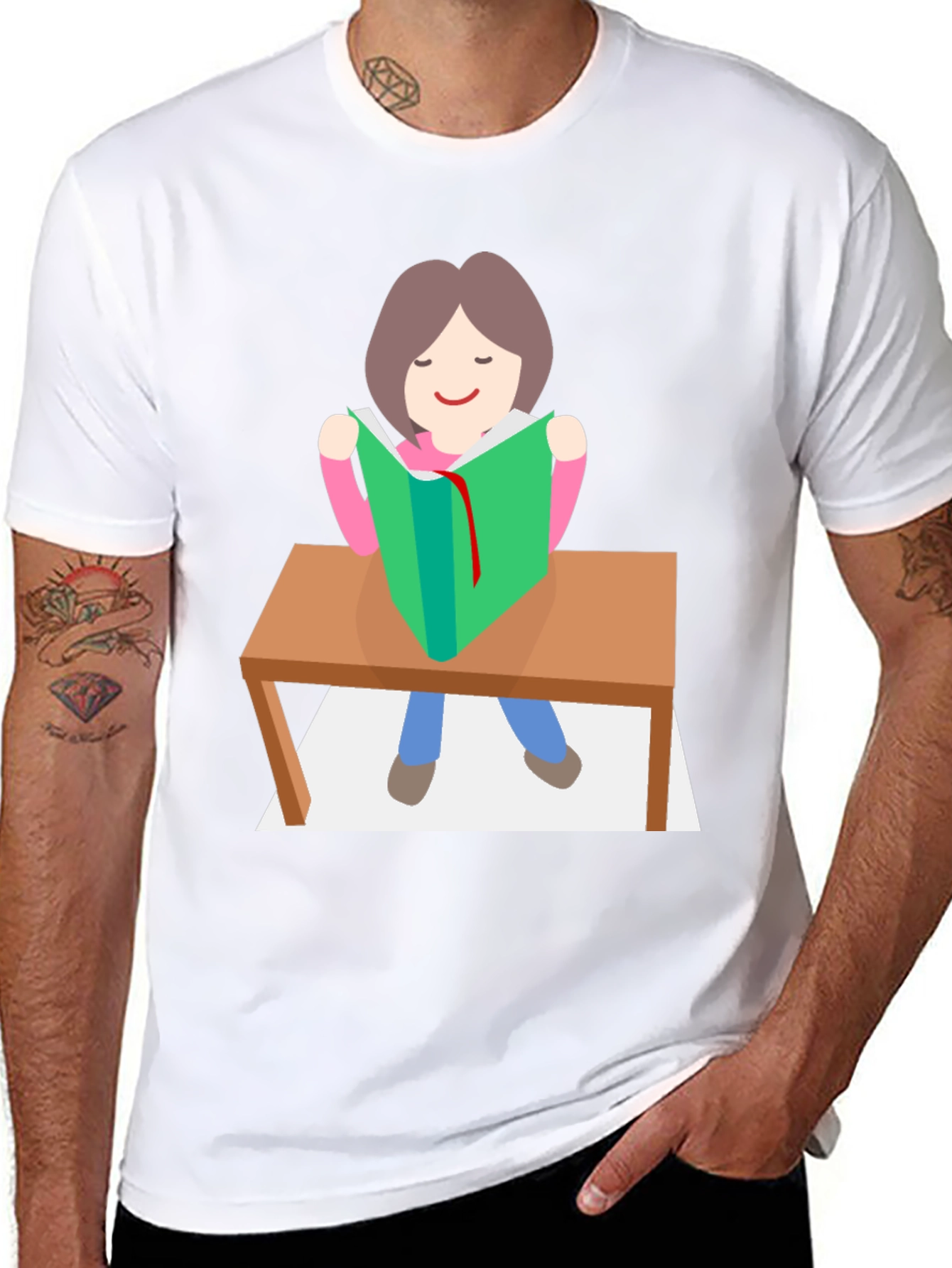 Reading Girl Graphic Tee - Book Lover Shirt