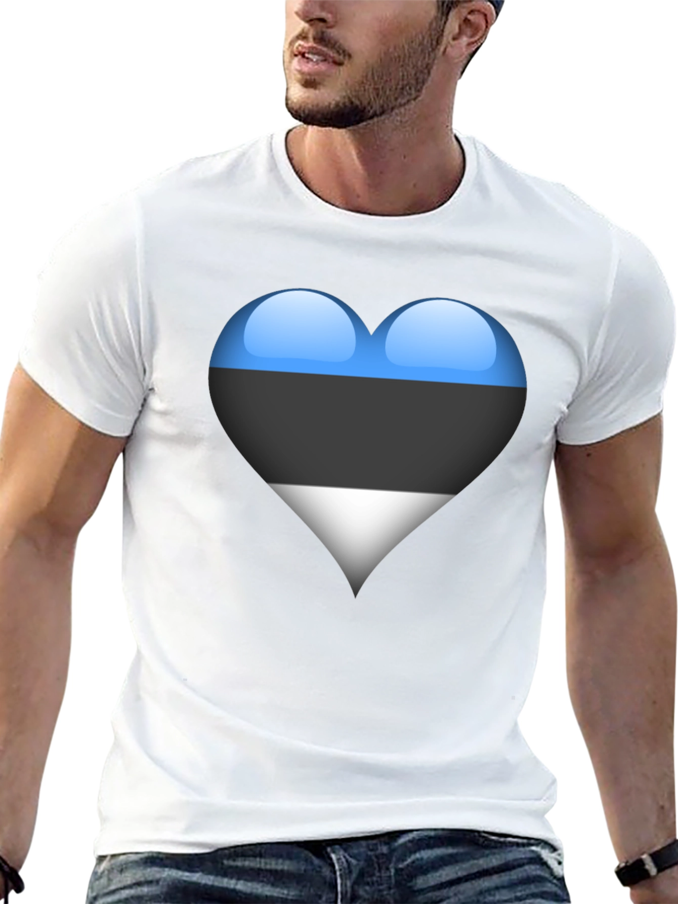 Estonia Flag Heart Black T-Shirt