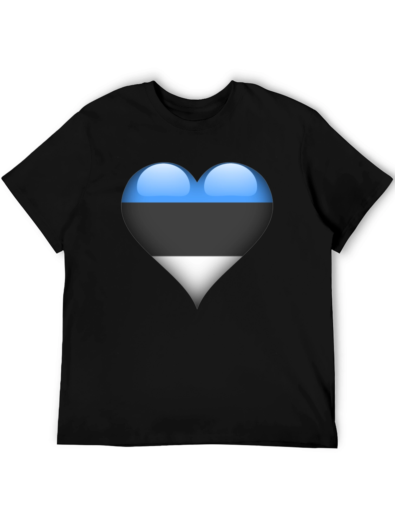 Estonia Flag Heart Black T-Shirt