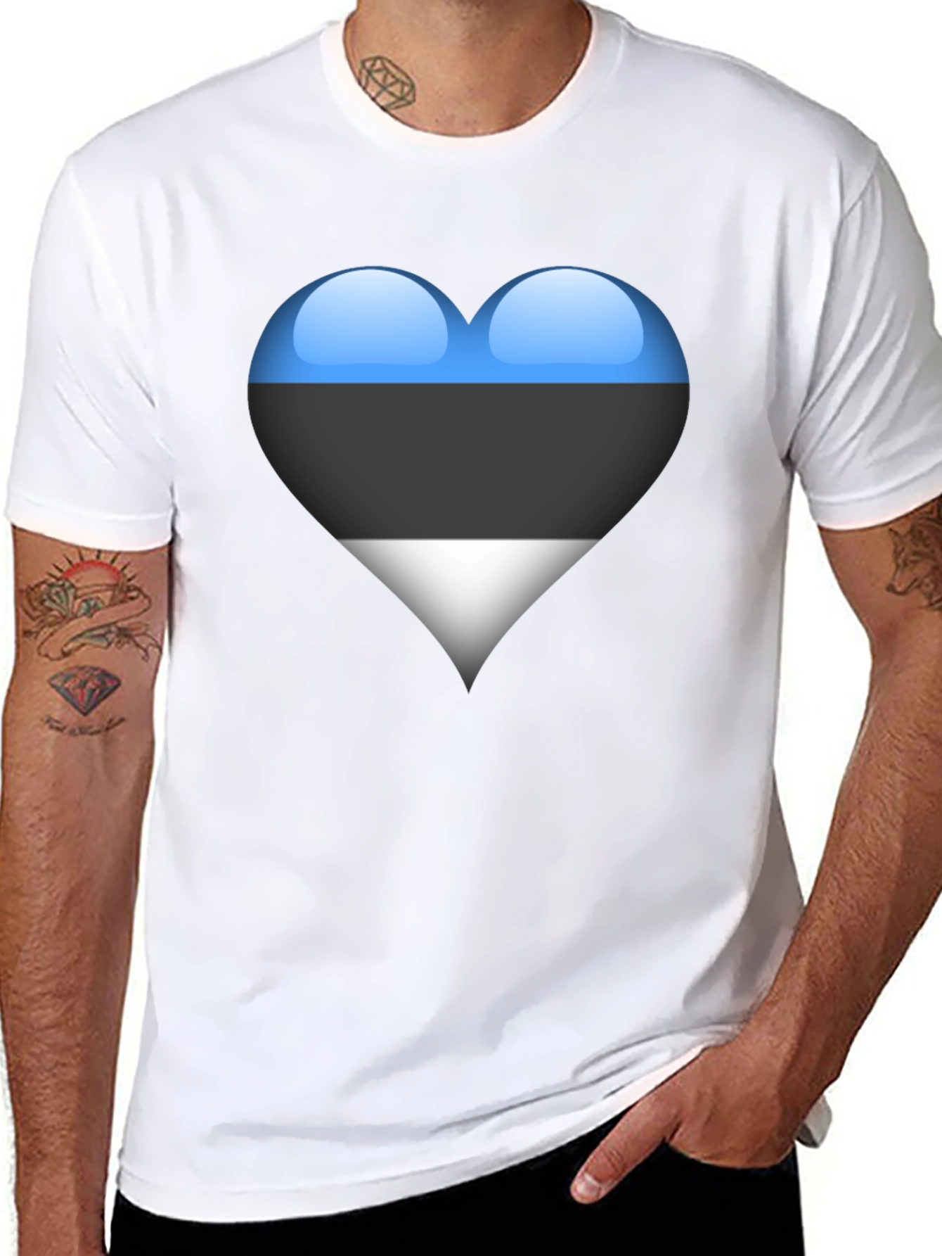 Estonia Flag Heart Black T-Shirt