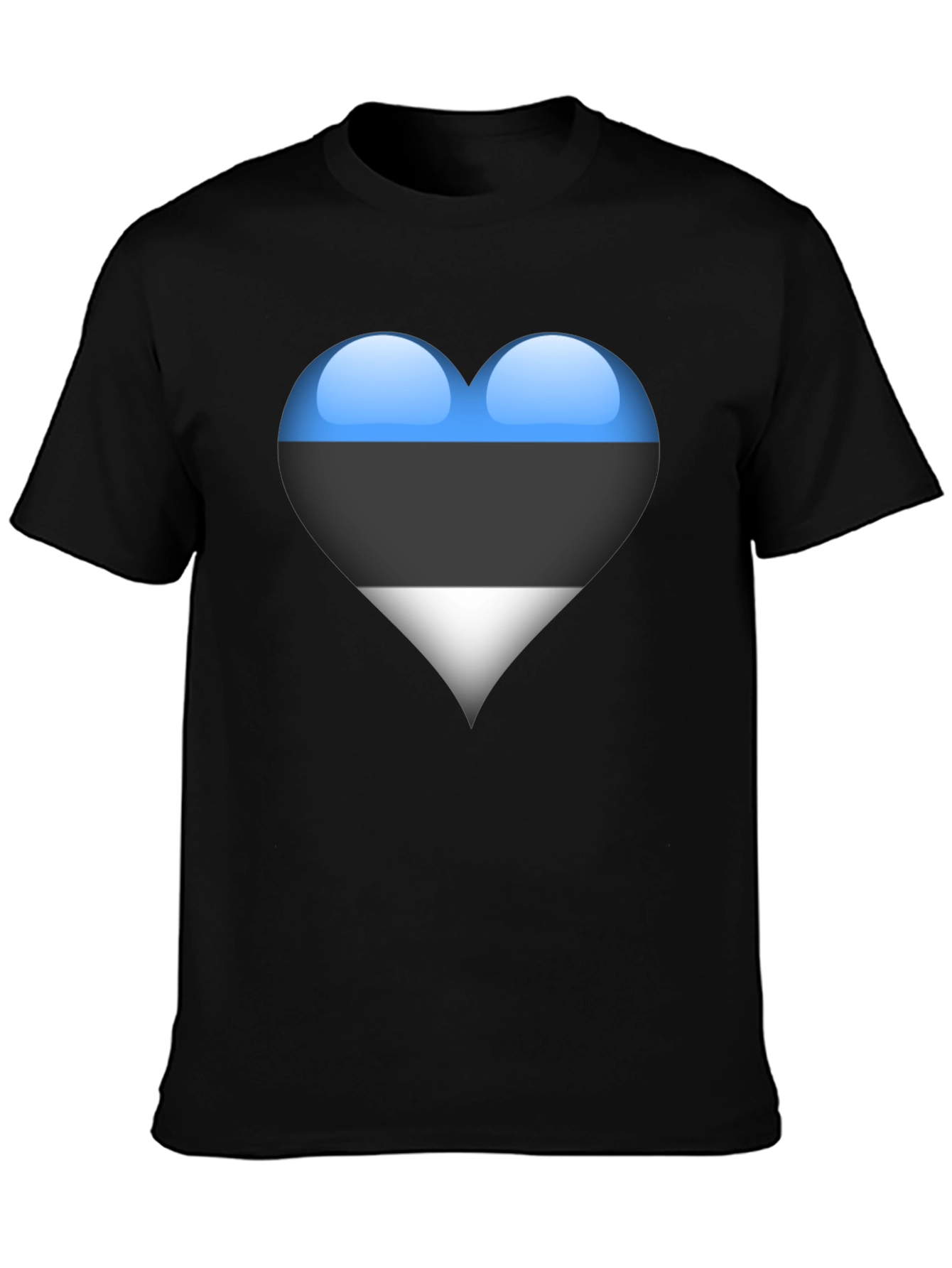 Estonia Flag Heart Black T-Shirt