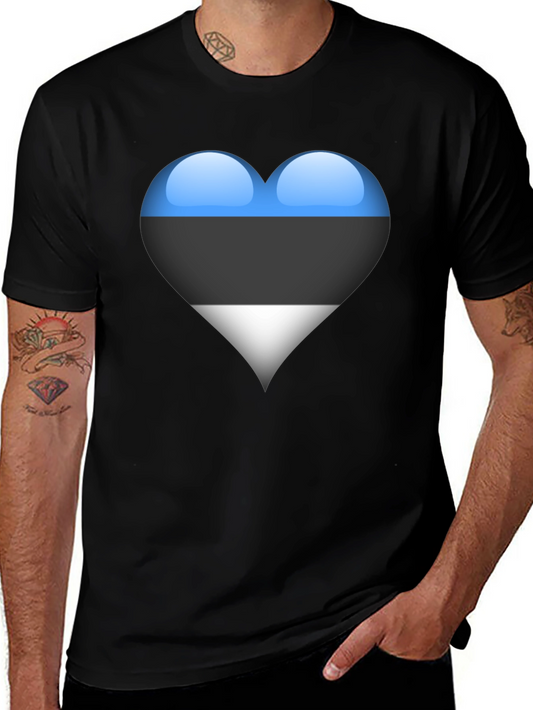 Estonia Flag Heart Black T-Shirt