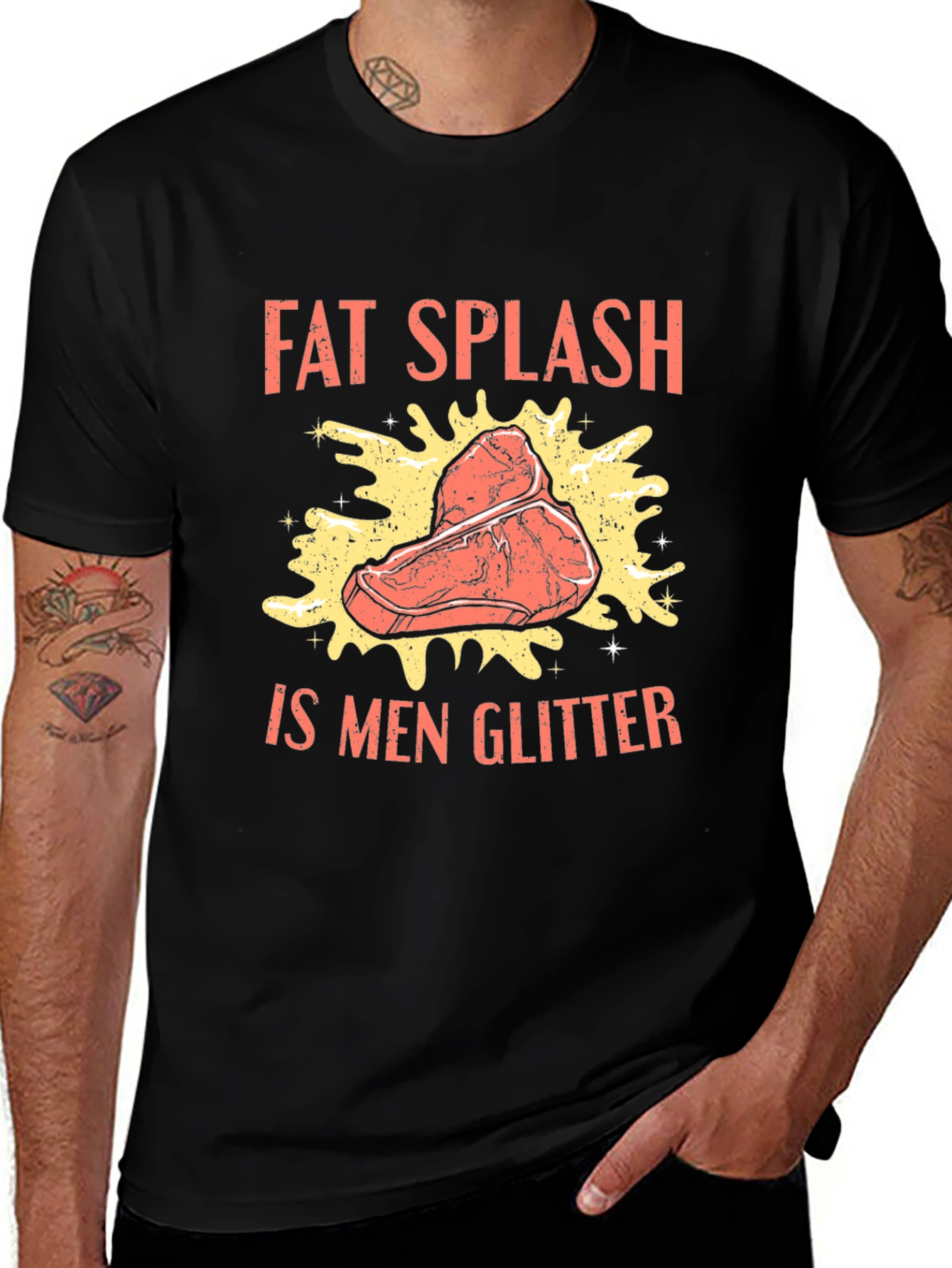 Fat Splash is Men Glitter T-Shirt