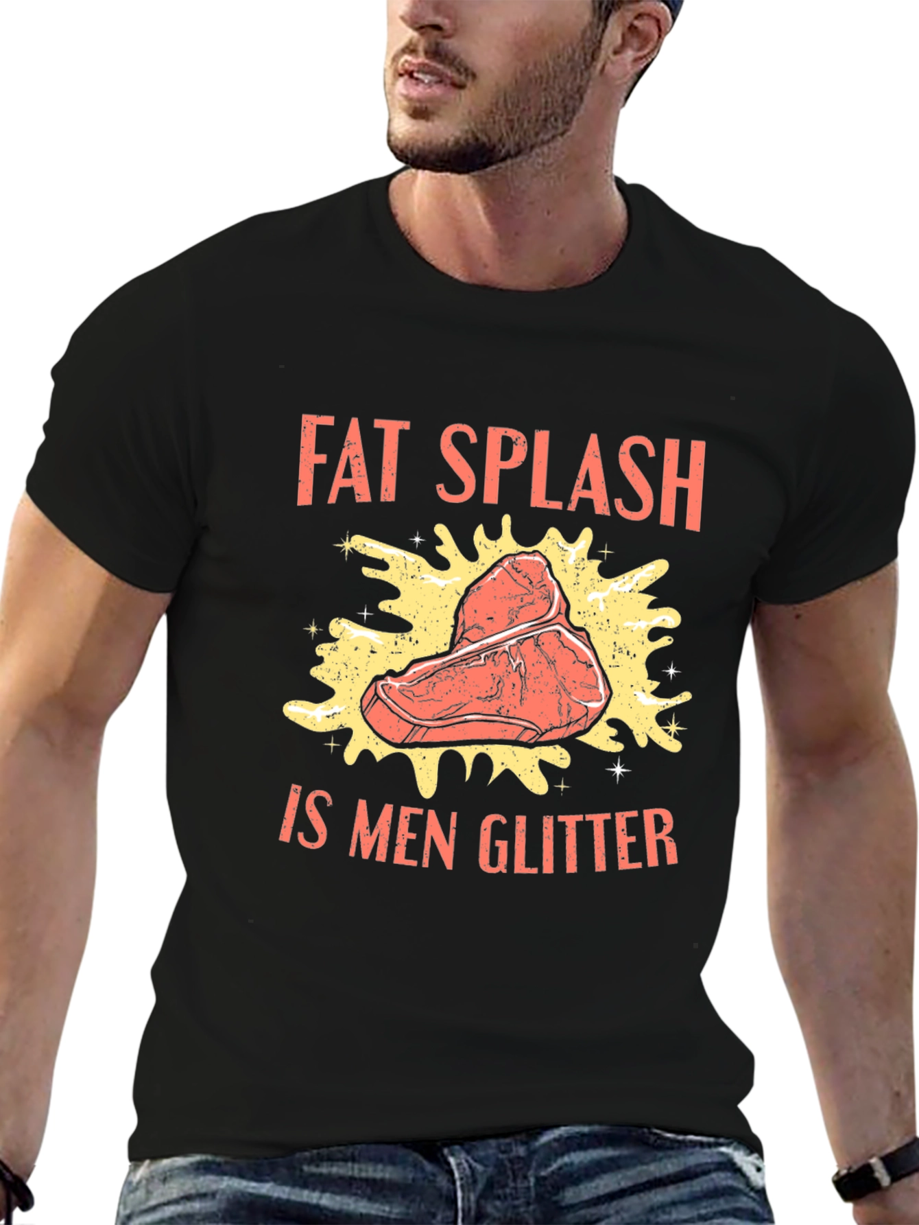 Fat Splash is Men Glitter T-Shirt