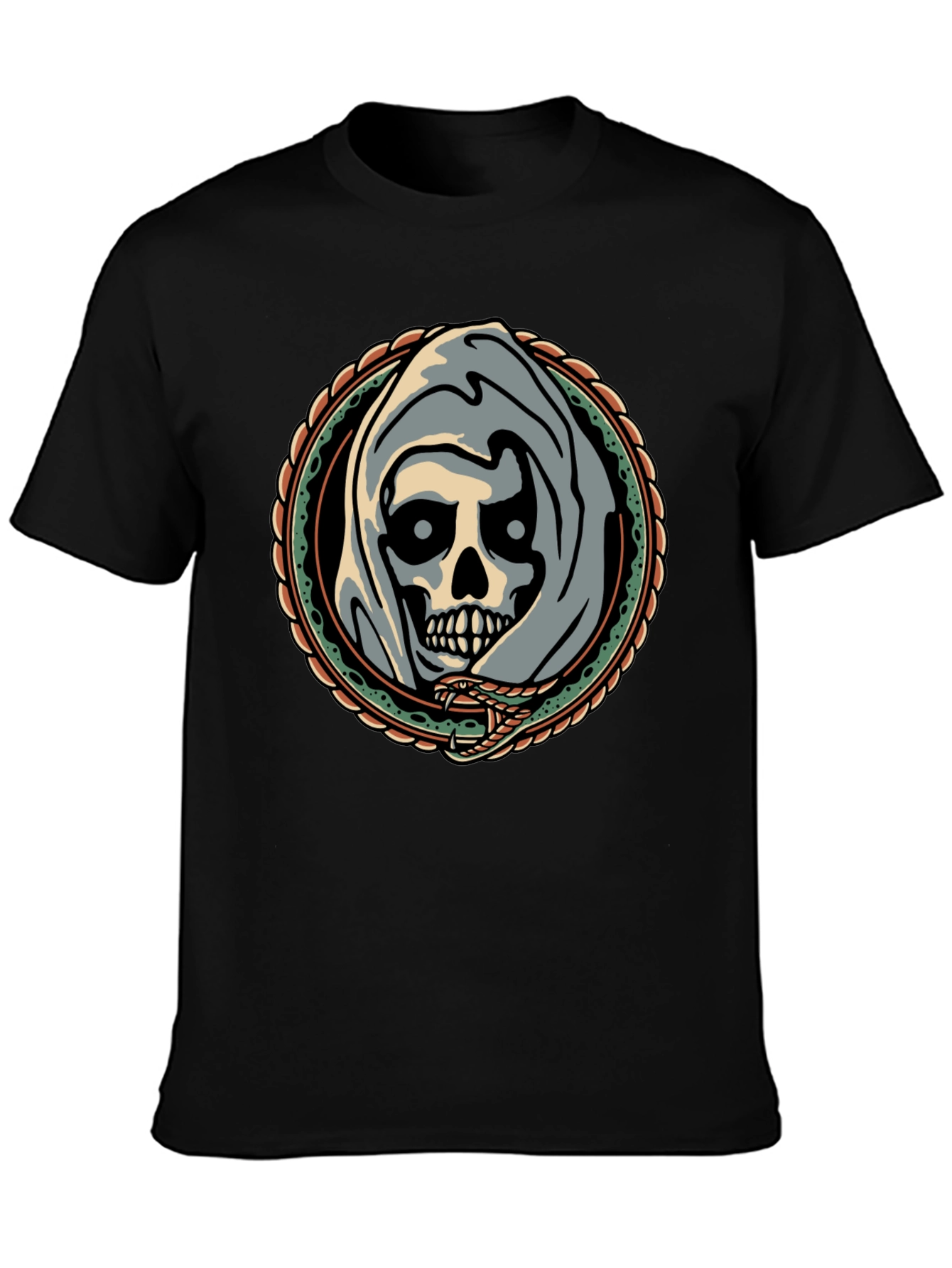 Grim Reaper Snake Circle Graphic Tee