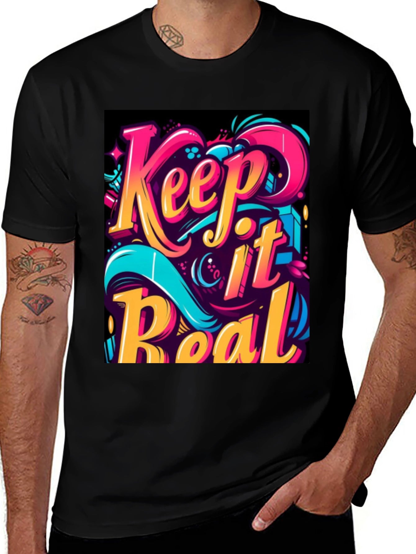 Keep it Real Graphic Tee - Mens Black T-Shirt