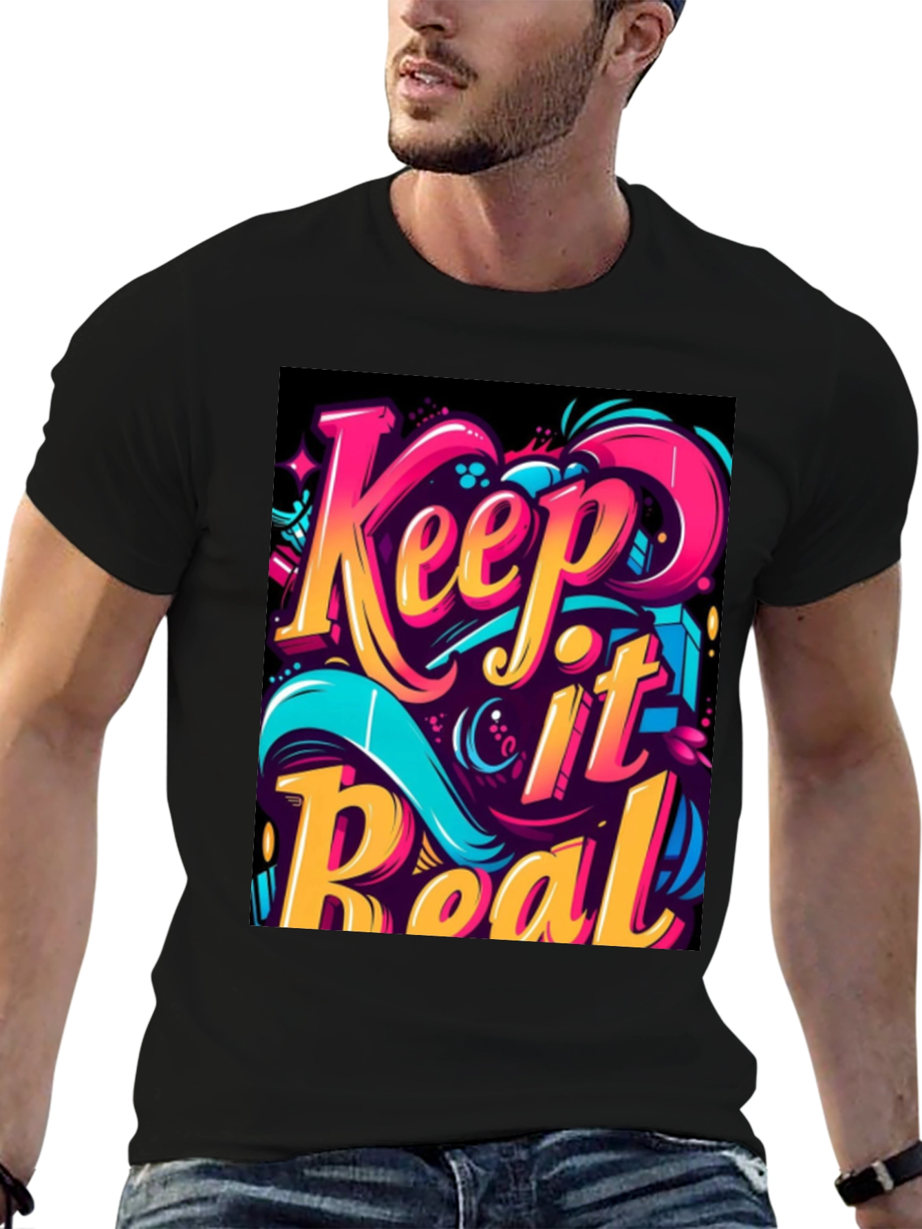 Keep it Real Graphic Tee - Mens Black T-Shirt