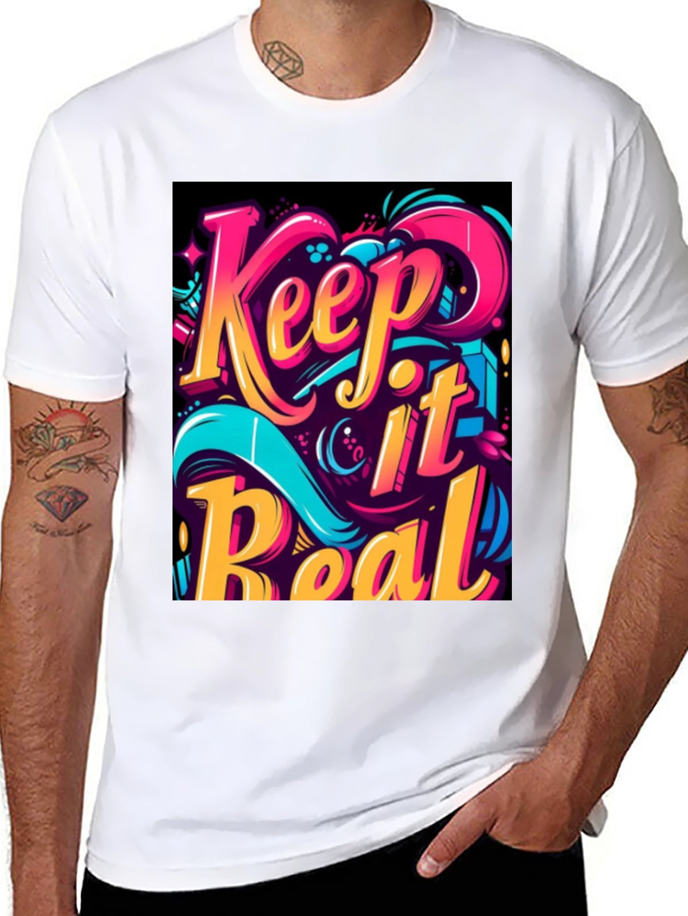 Keep it Real Graphic Tee - Mens Black T-Shirt