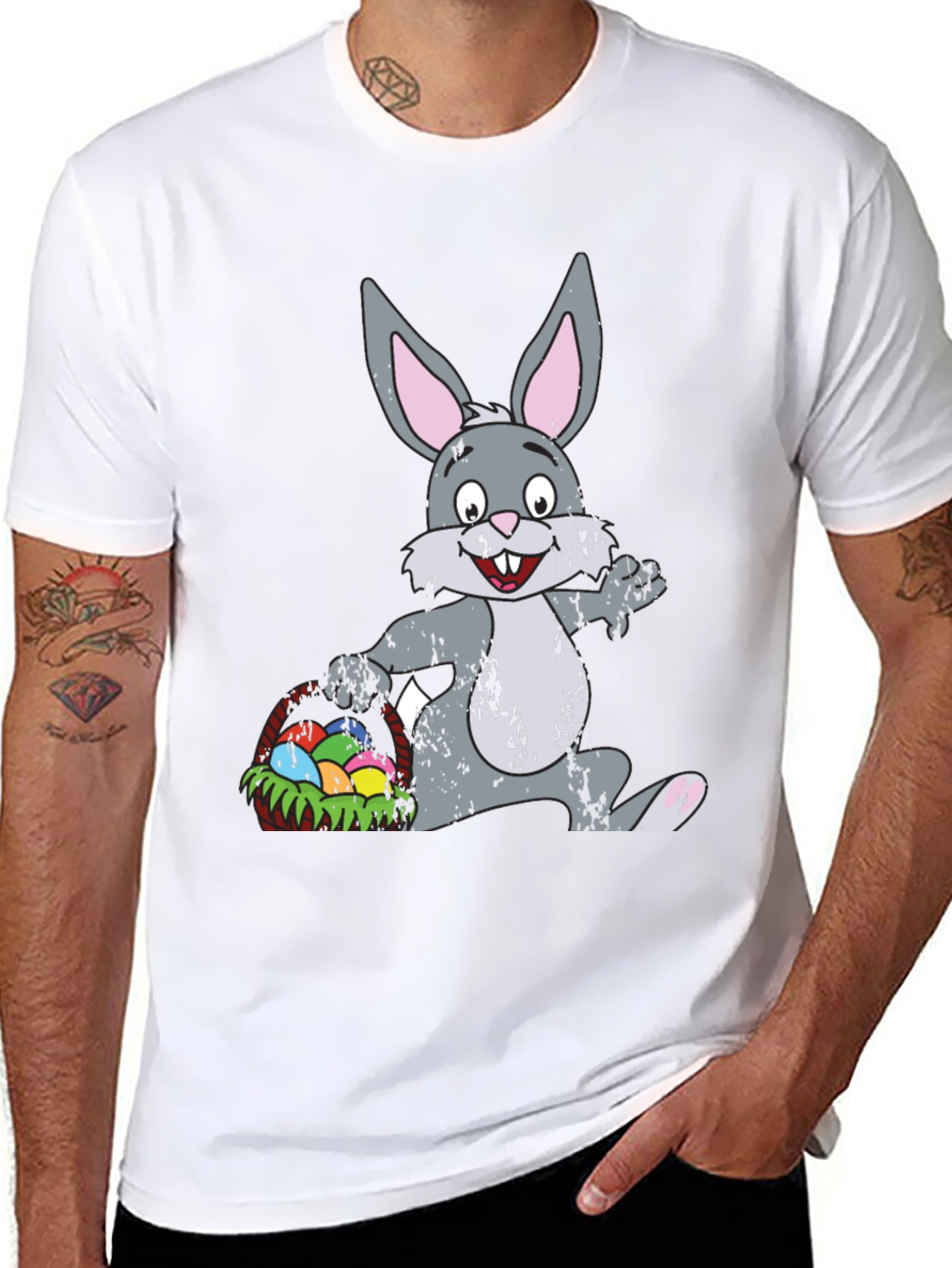 Easter Bunny with Basket Graphic T-Shirt