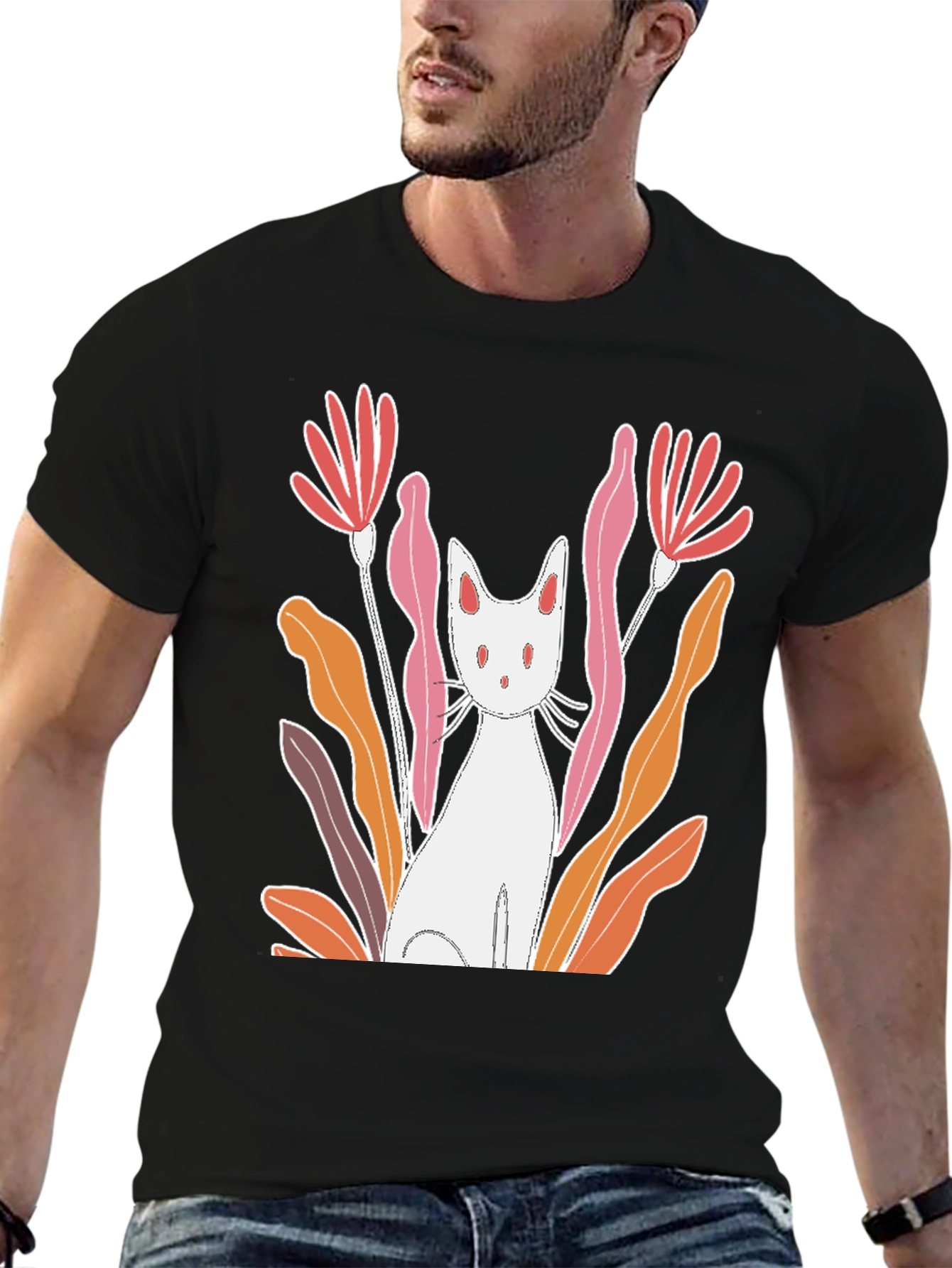 Cat & Flowers Graphic Tee