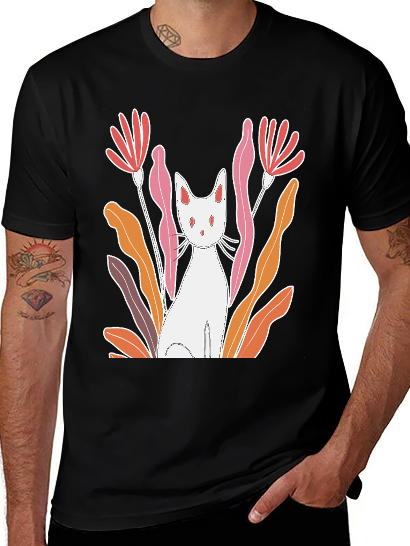 Cat & Flowers Graphic Tee