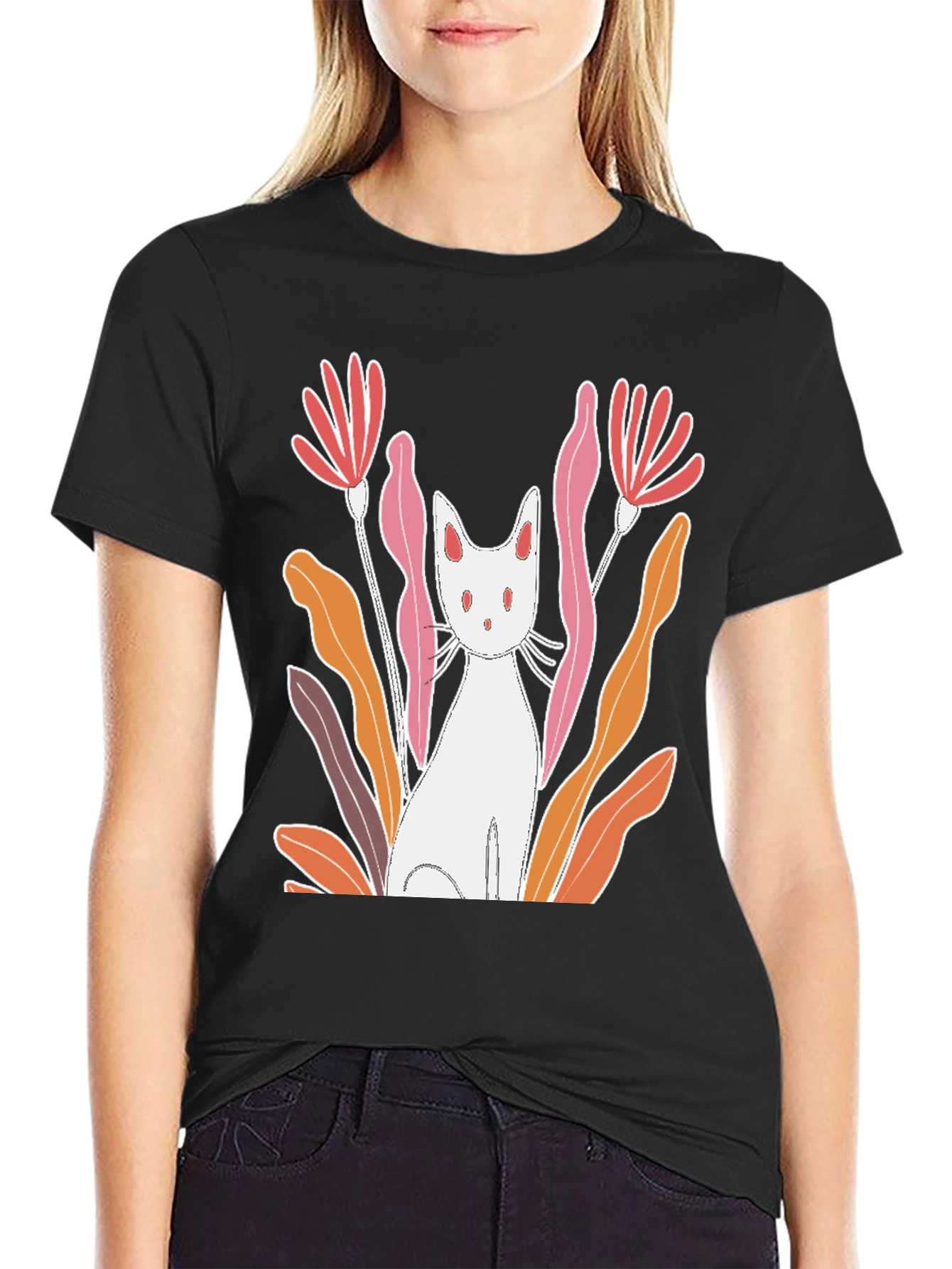 Cat & Flowers Graphic Tee