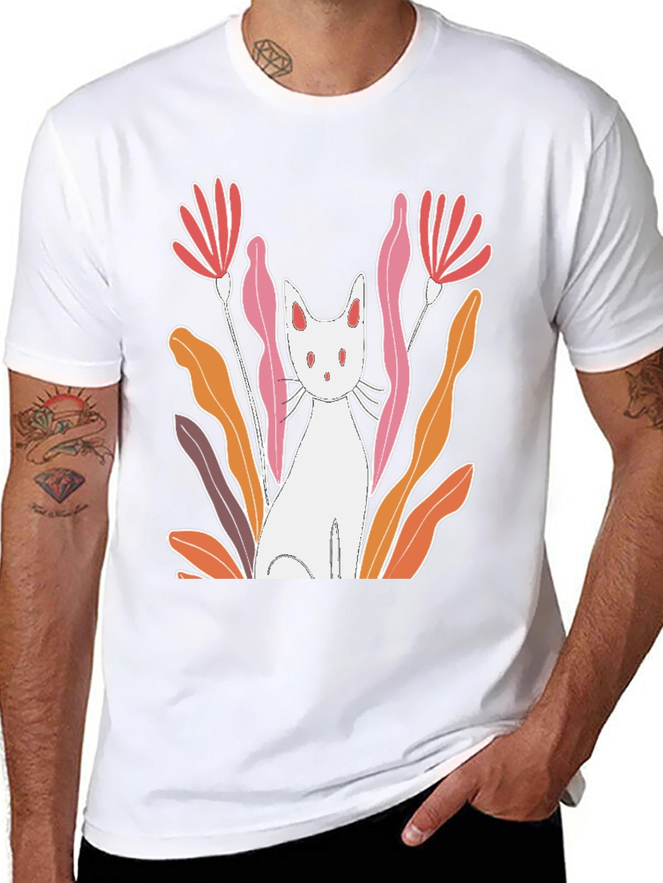 Cat & Flowers Graphic Tee