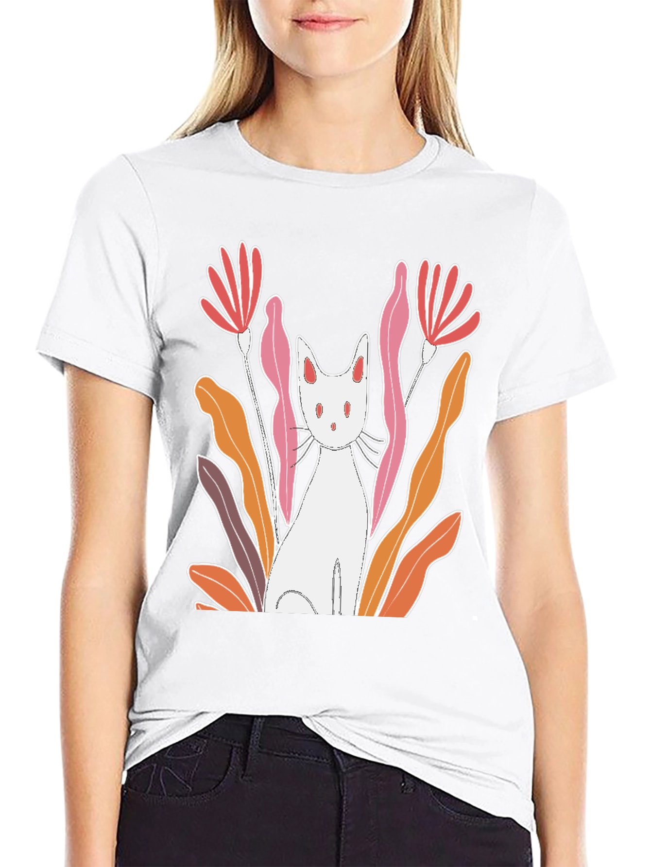 Cat & Flowers Graphic Tee