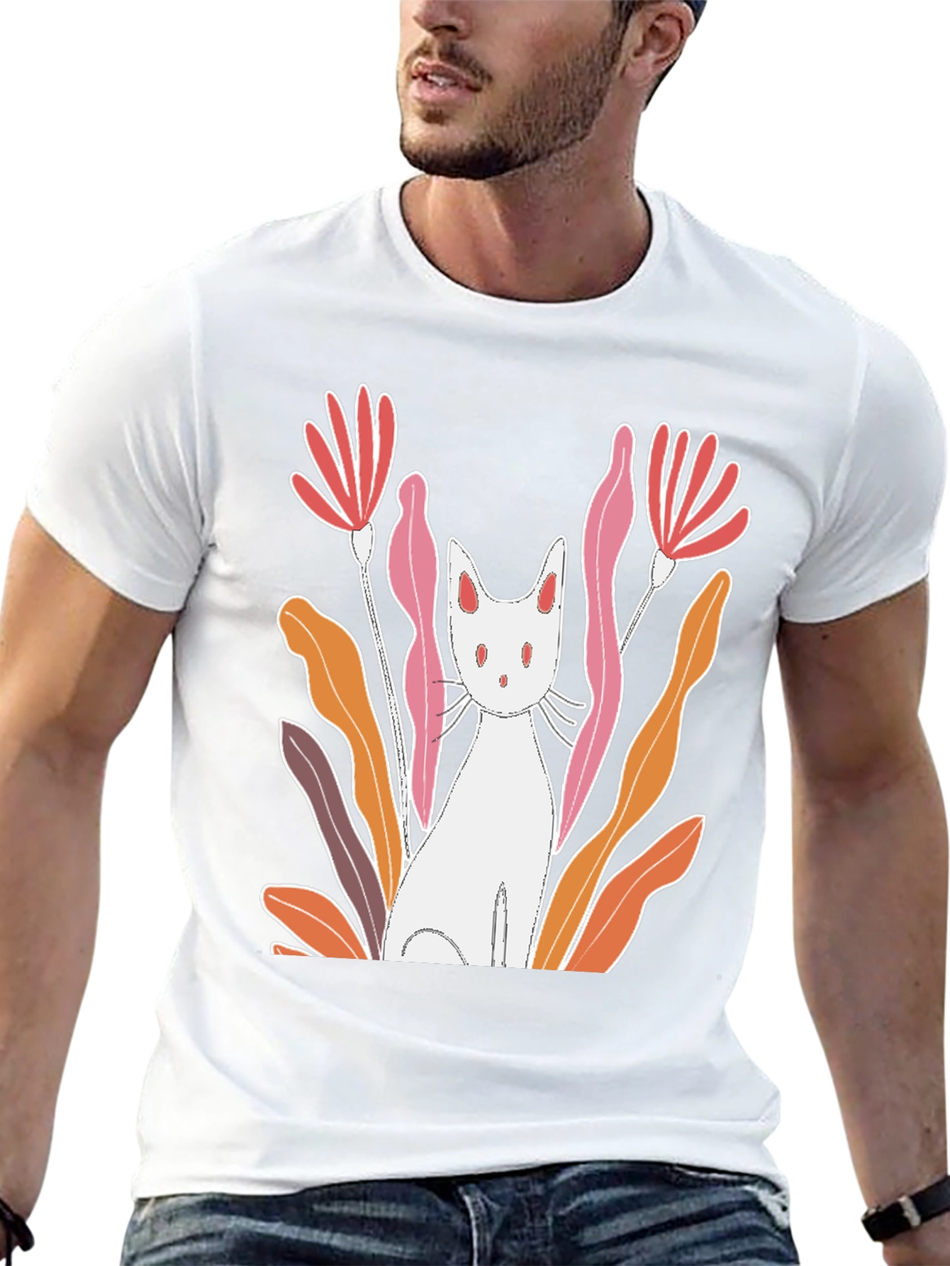 Cat & Flowers Graphic Tee