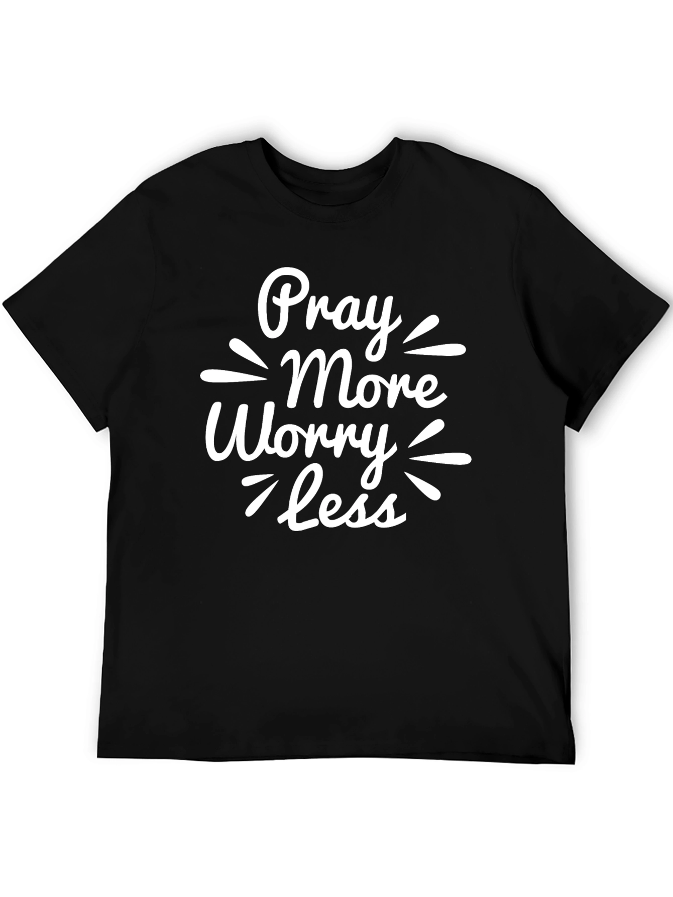Pray More Worry Less Black Graphic Tee