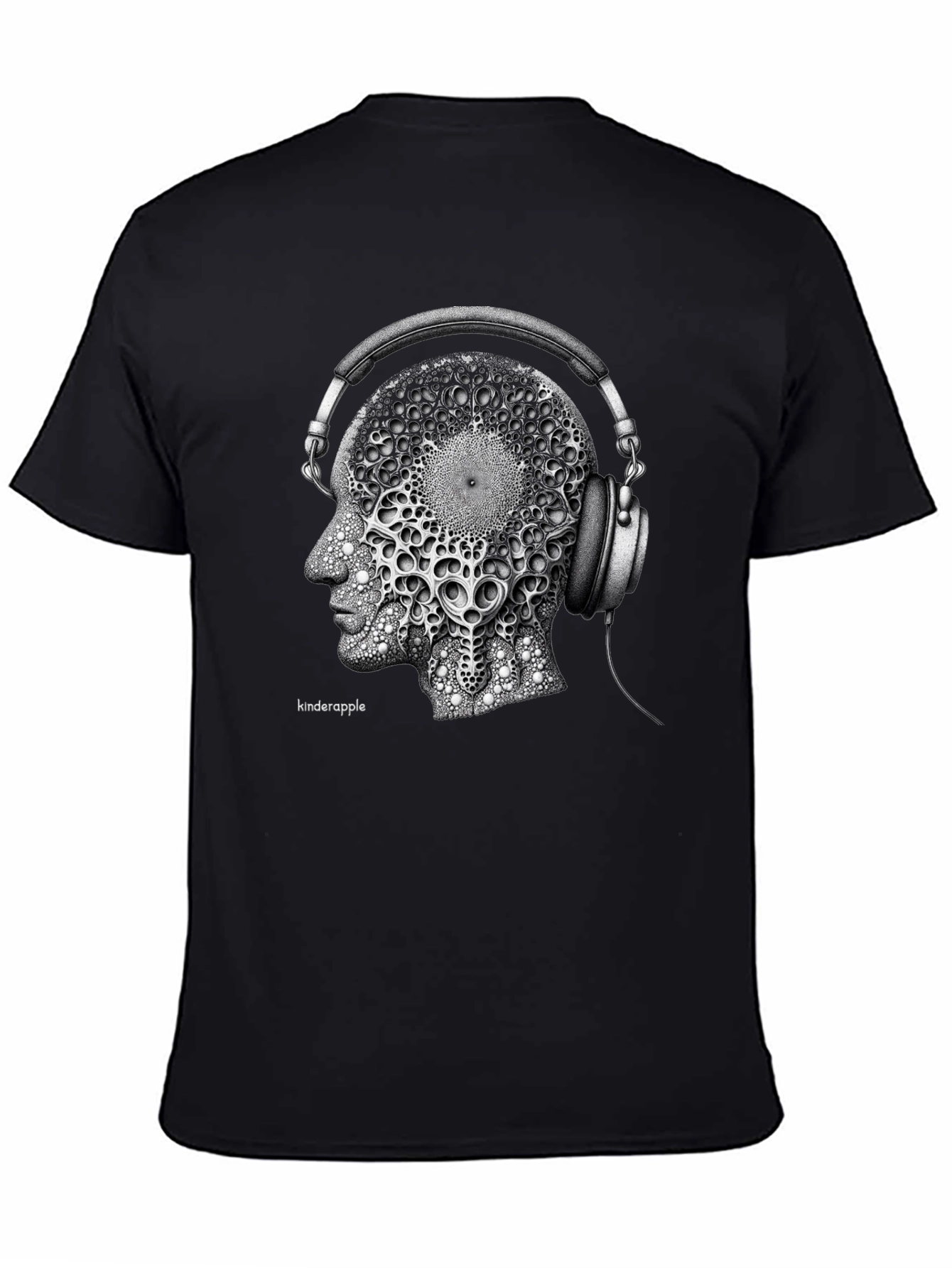 Abstract Headphone Graphic Tee - Black