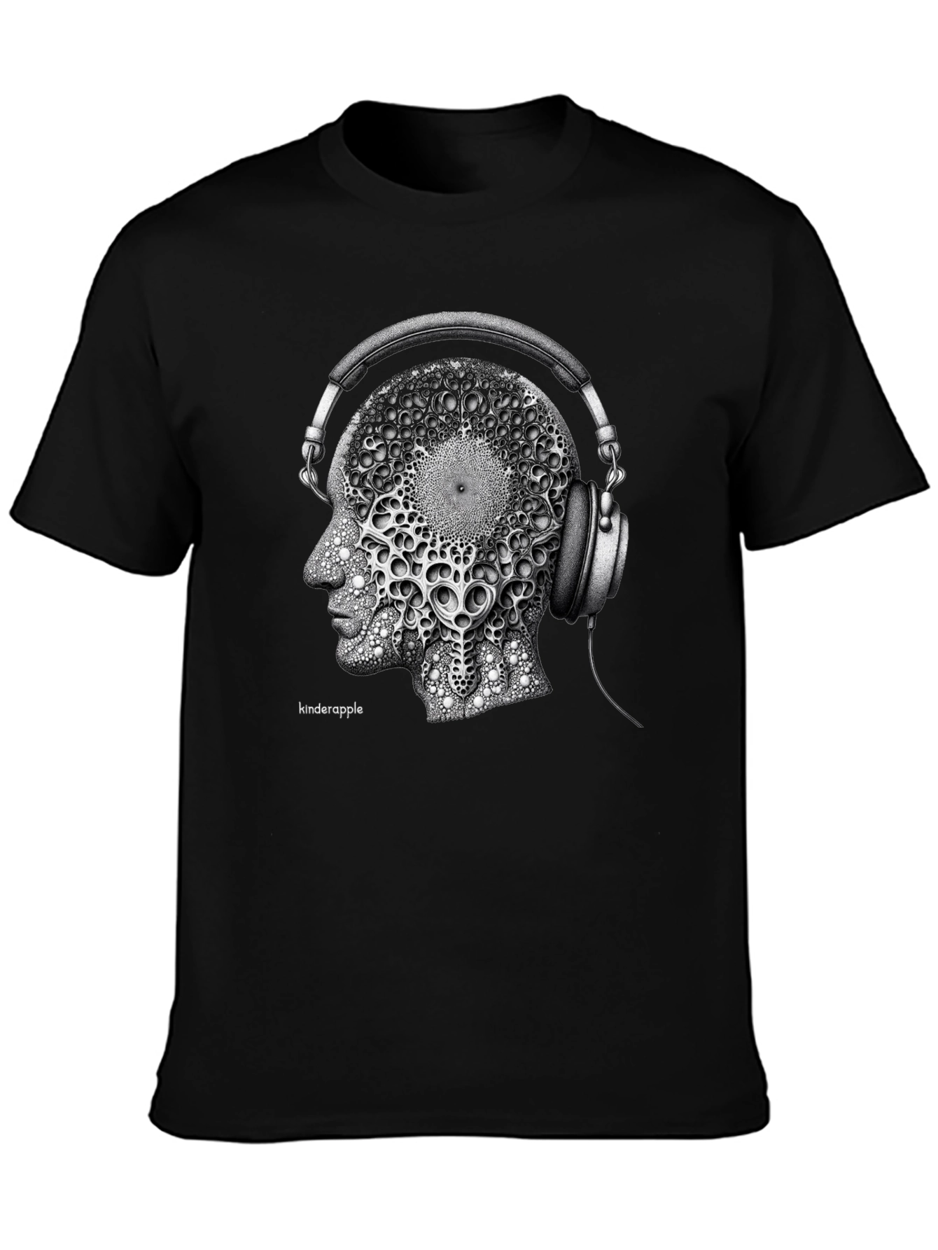 Abstract Headphone Graphic Tee - Black