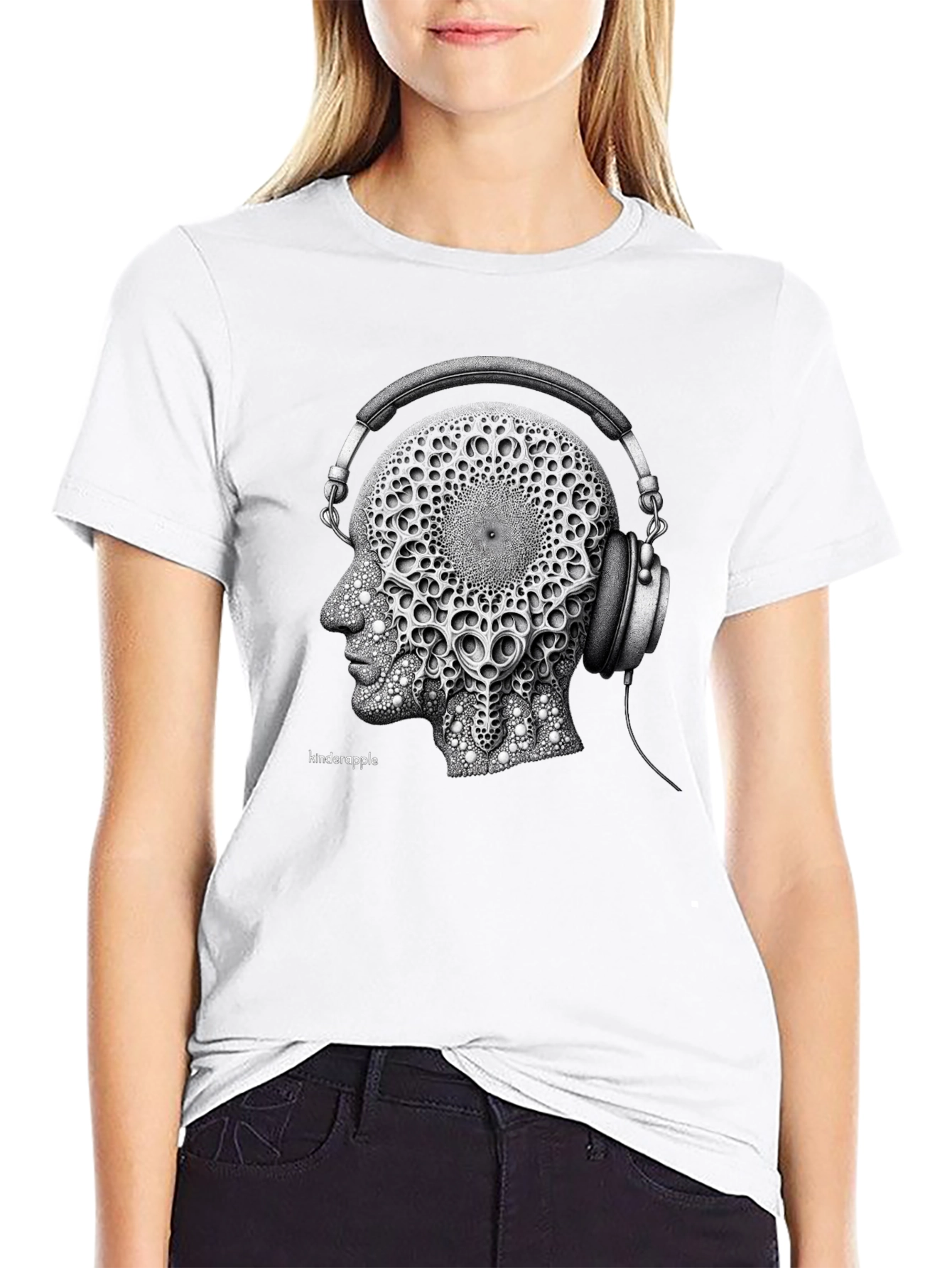Abstract Headphone Graphic Tee - Black