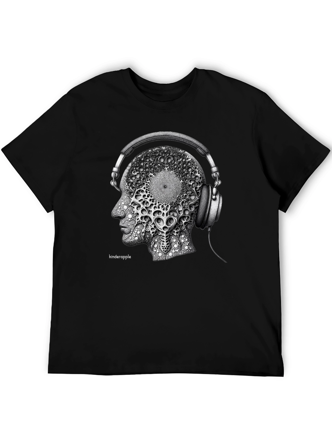 Abstract Headphone Graphic Tee - Black