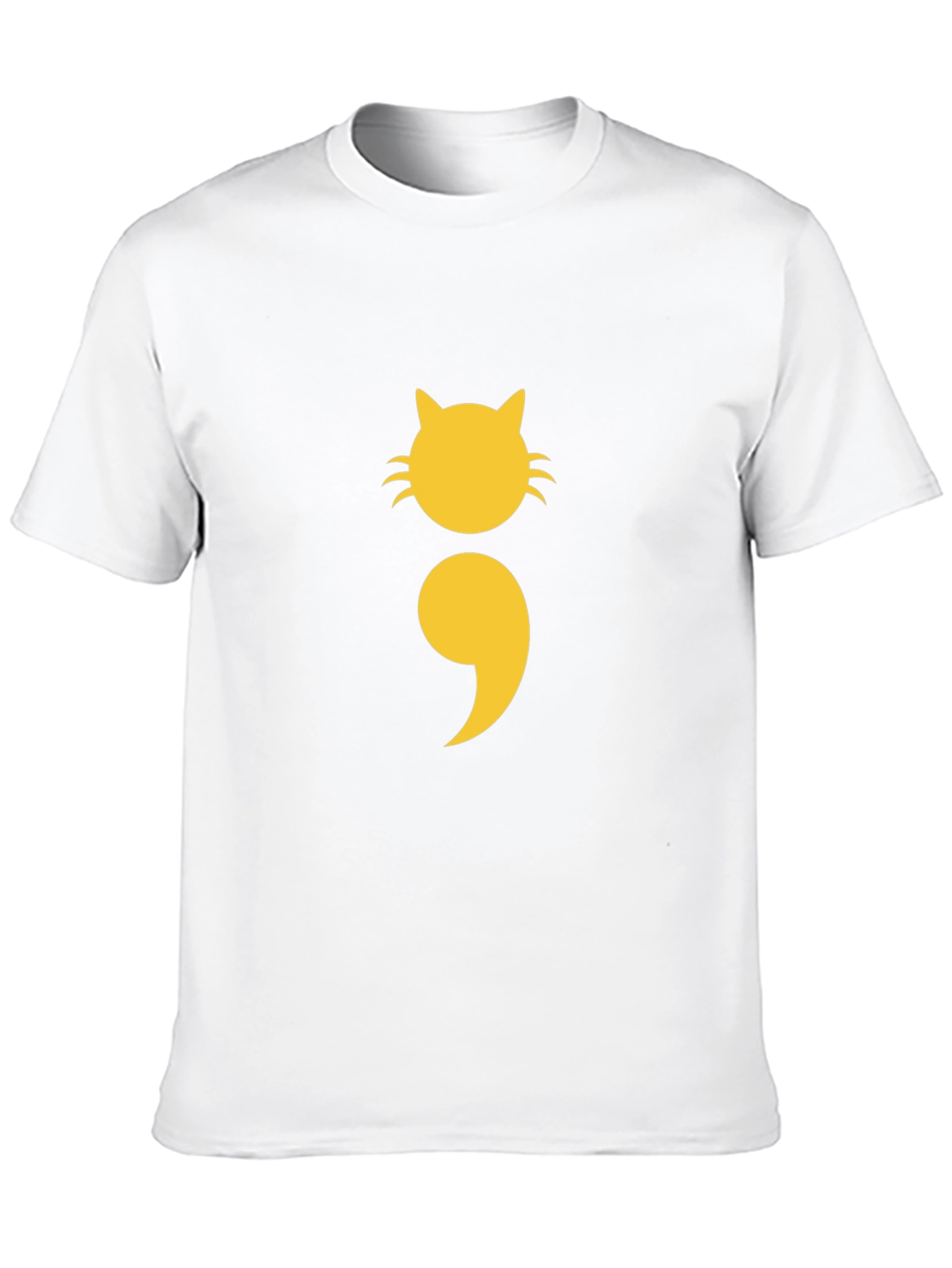 Cat Semicolon Graphic Tee - Black Cotton