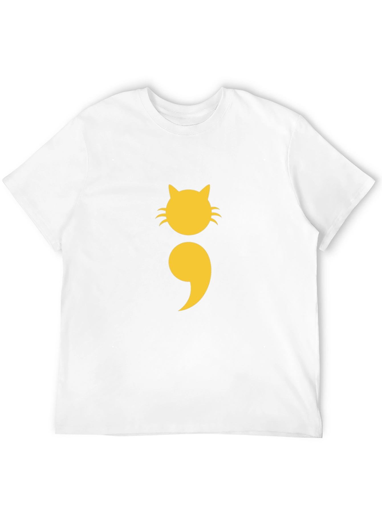 Cat Semicolon Graphic Tee - Black Cotton