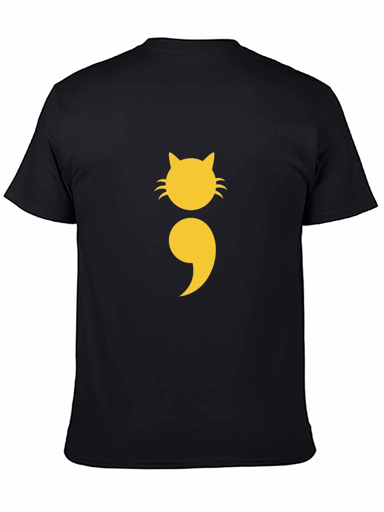 Cat Semicolon Graphic Tee - Black Cotton