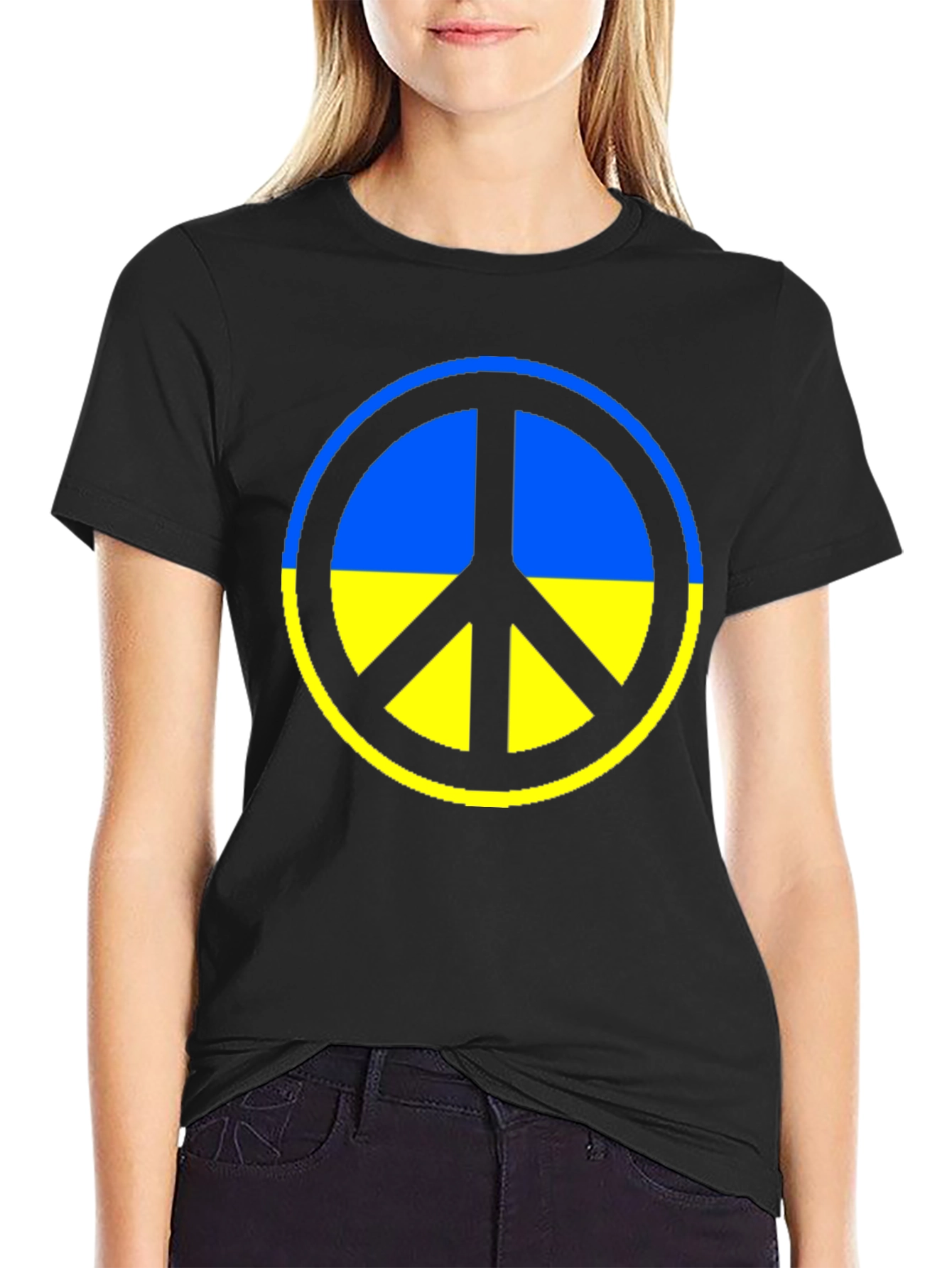 Ukraine Peace Symbol T-Shirt - Black