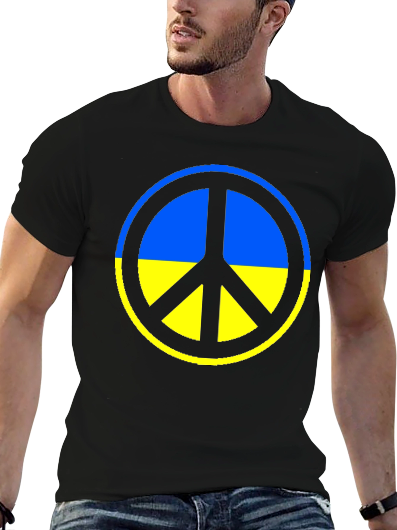 Ukraine Peace Symbol T-Shirt - Black