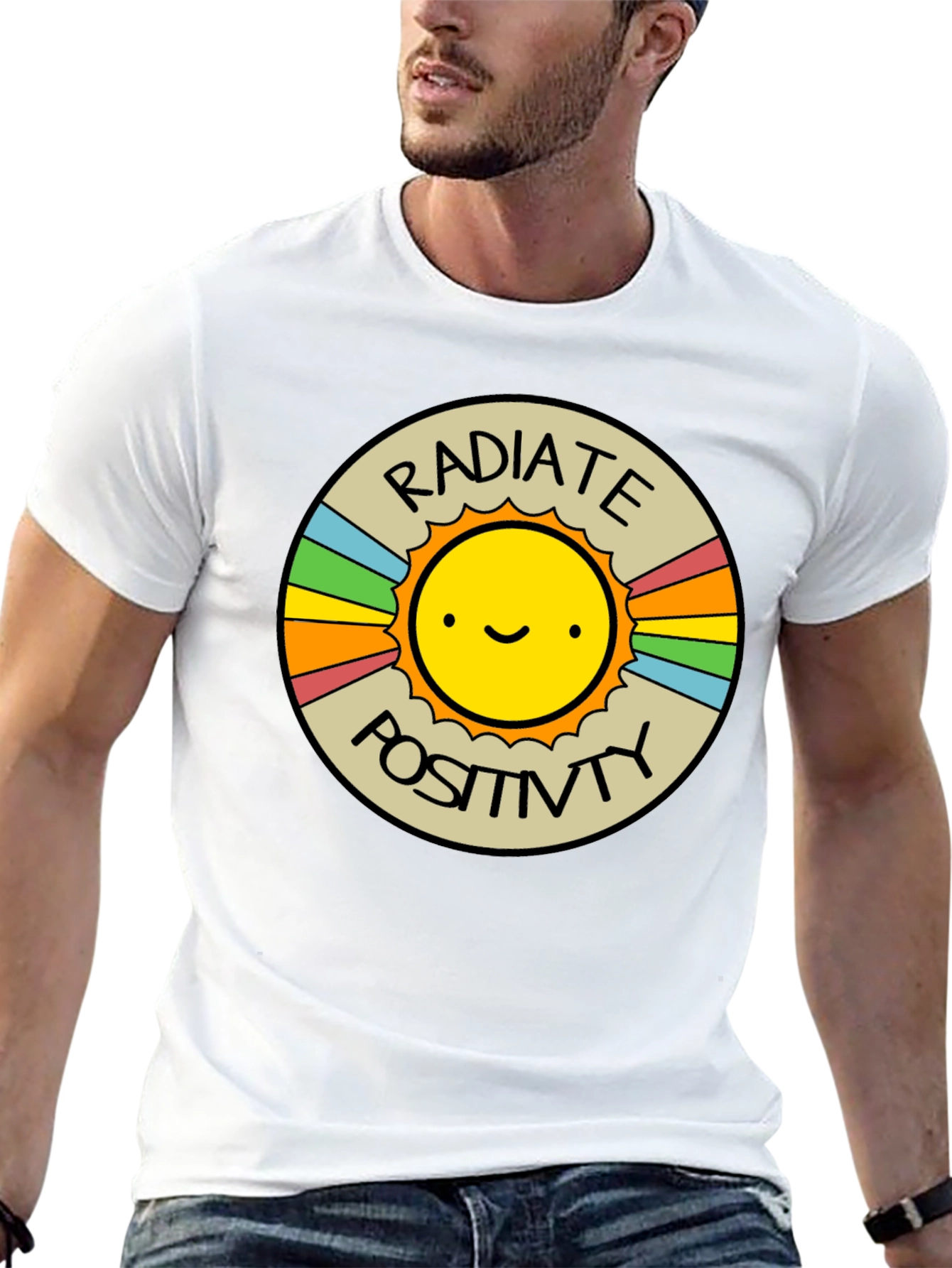 Radiate Positivity Graphic T-Shirt - Crew Neck