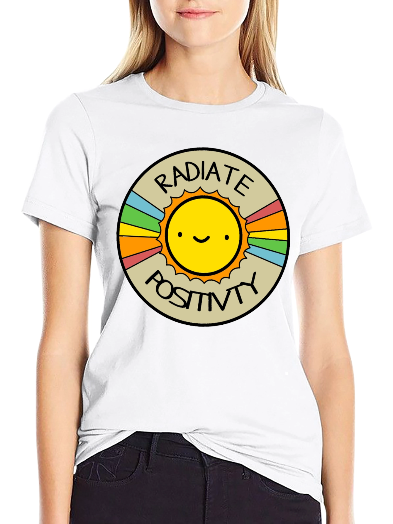 Radiate Positivity Graphic T-Shirt - Crew Neck