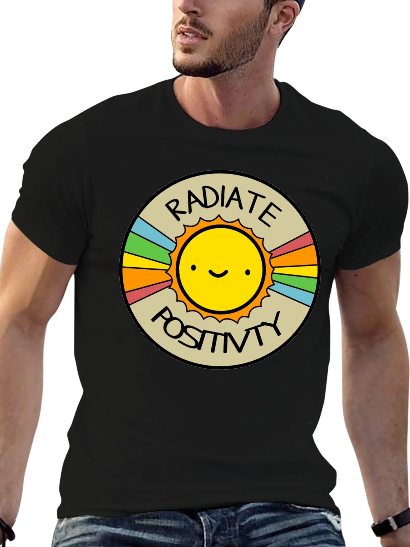 Radiate Positivity Graphic T-Shirt - Crew Neck