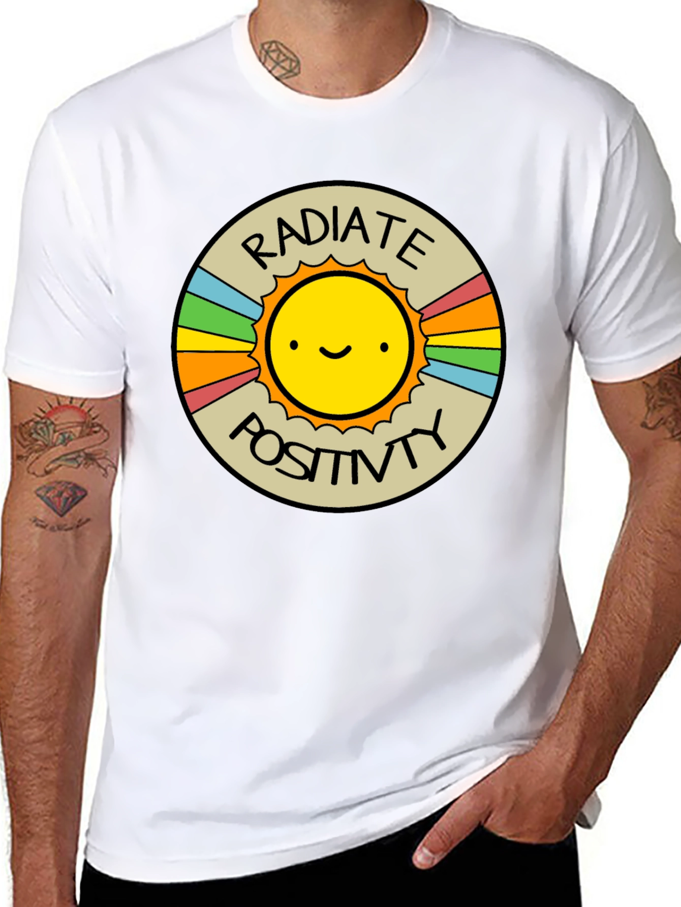 Radiate Positivity Graphic T-Shirt - Crew Neck