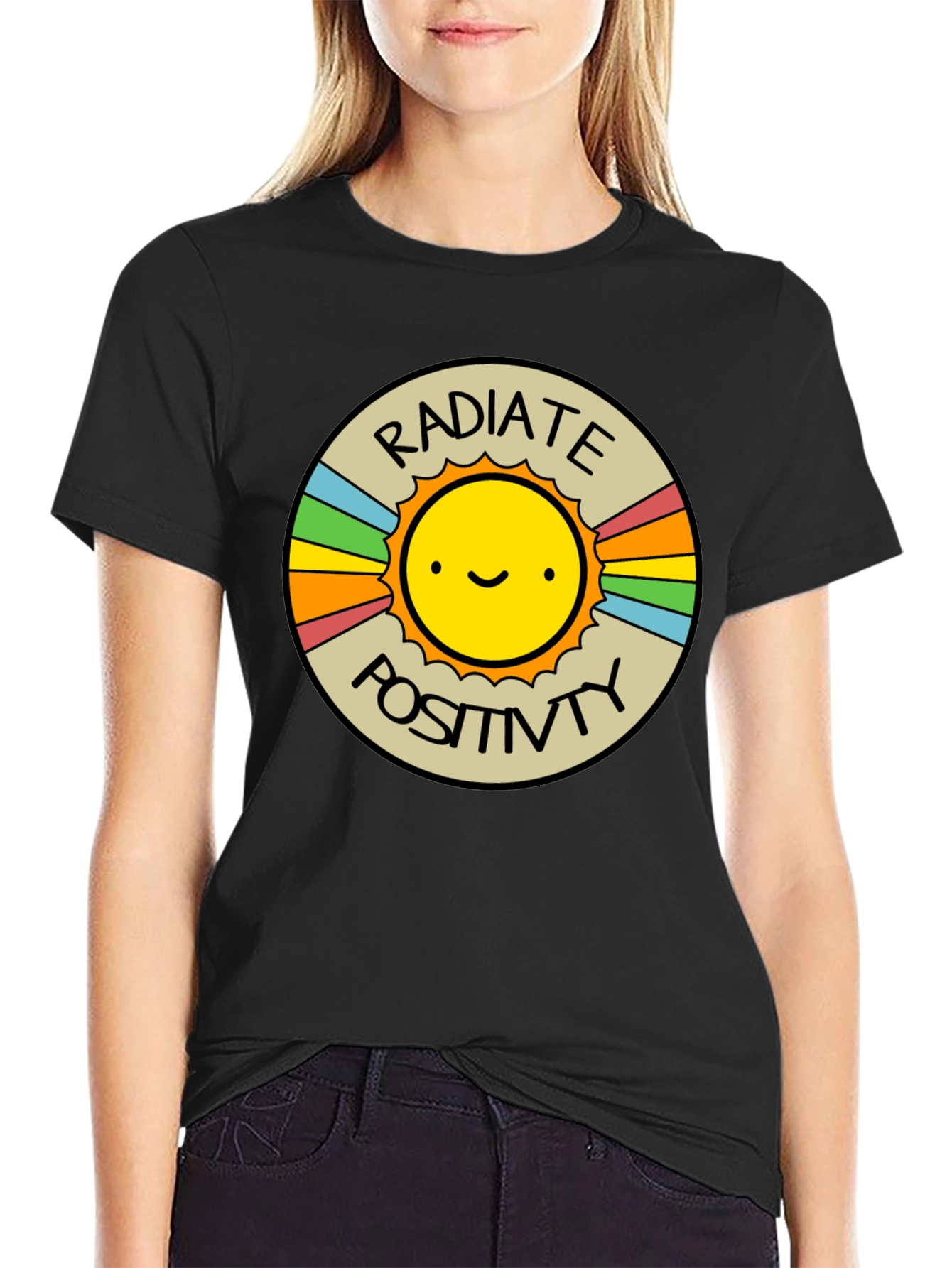 Radiate Positivity Graphic T-Shirt - Crew Neck
