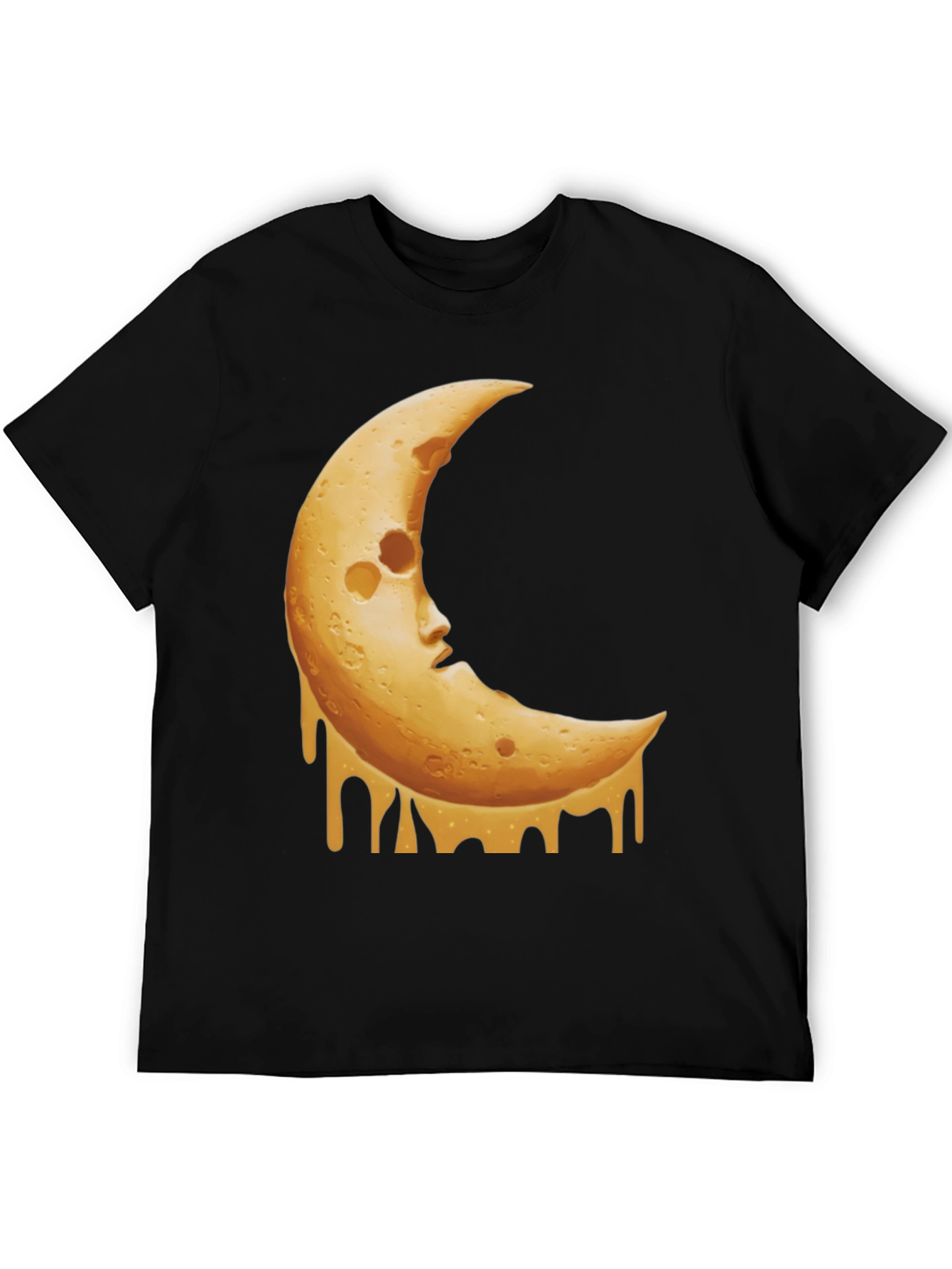 Crescent Moon Cheese Graphic Tee - Black T-Shirt